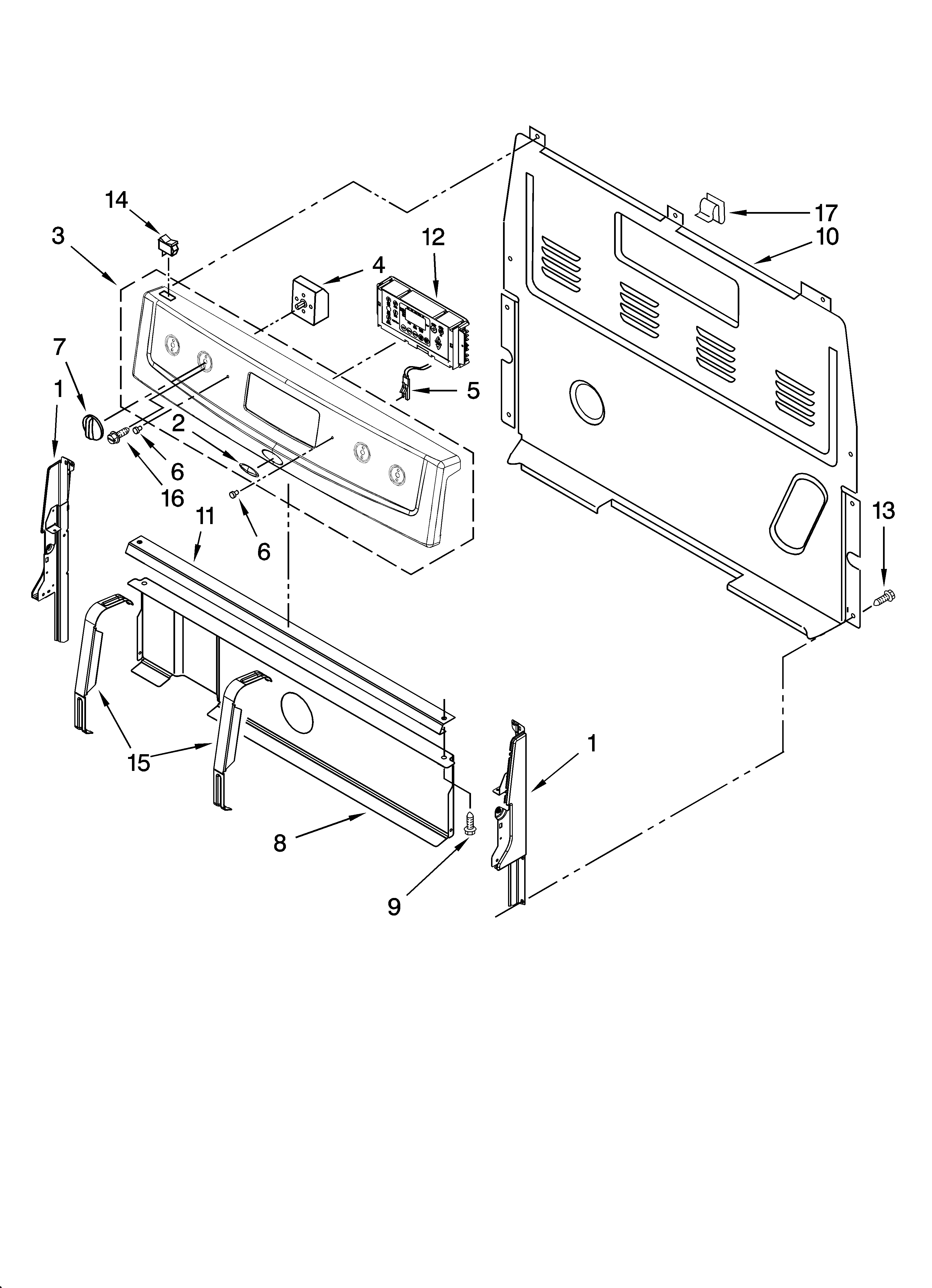 Whirlpool RF367LXSY1 control panel parts diagram