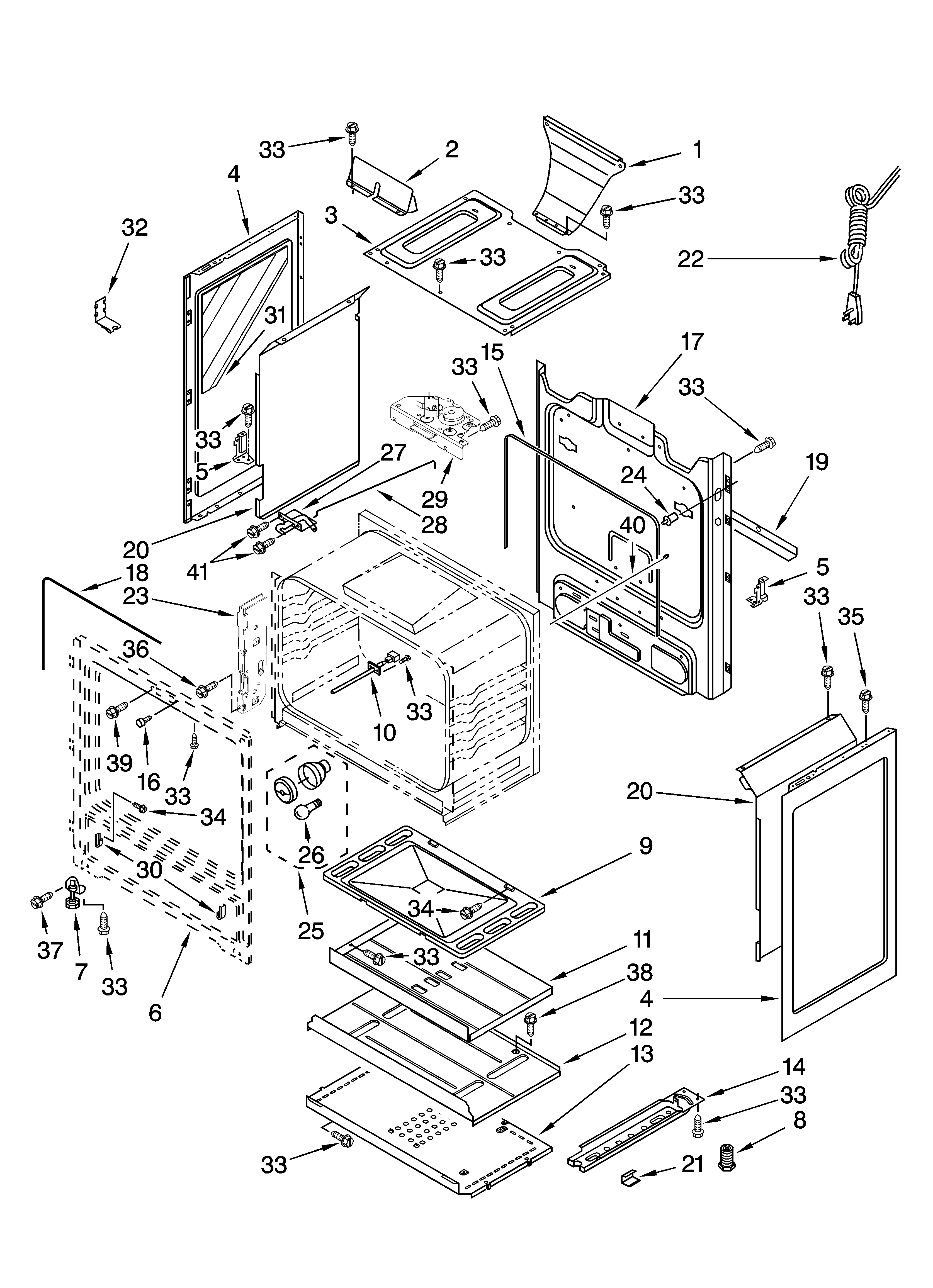 Whirlpool SF362LXST0 chassis parts diagram