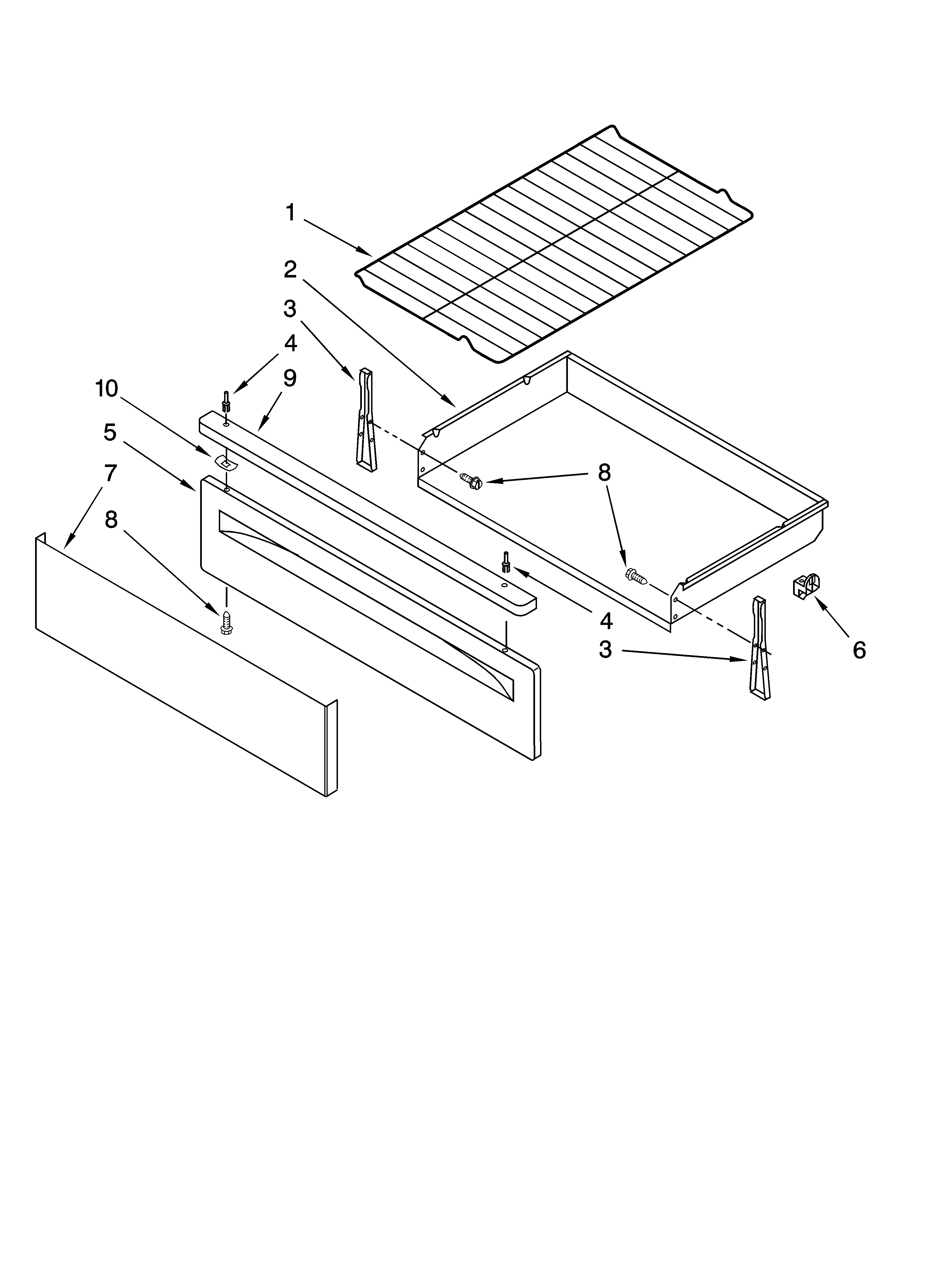 Whirlpool SF362LXST0 drawer & broiler parts, optional parts diagram