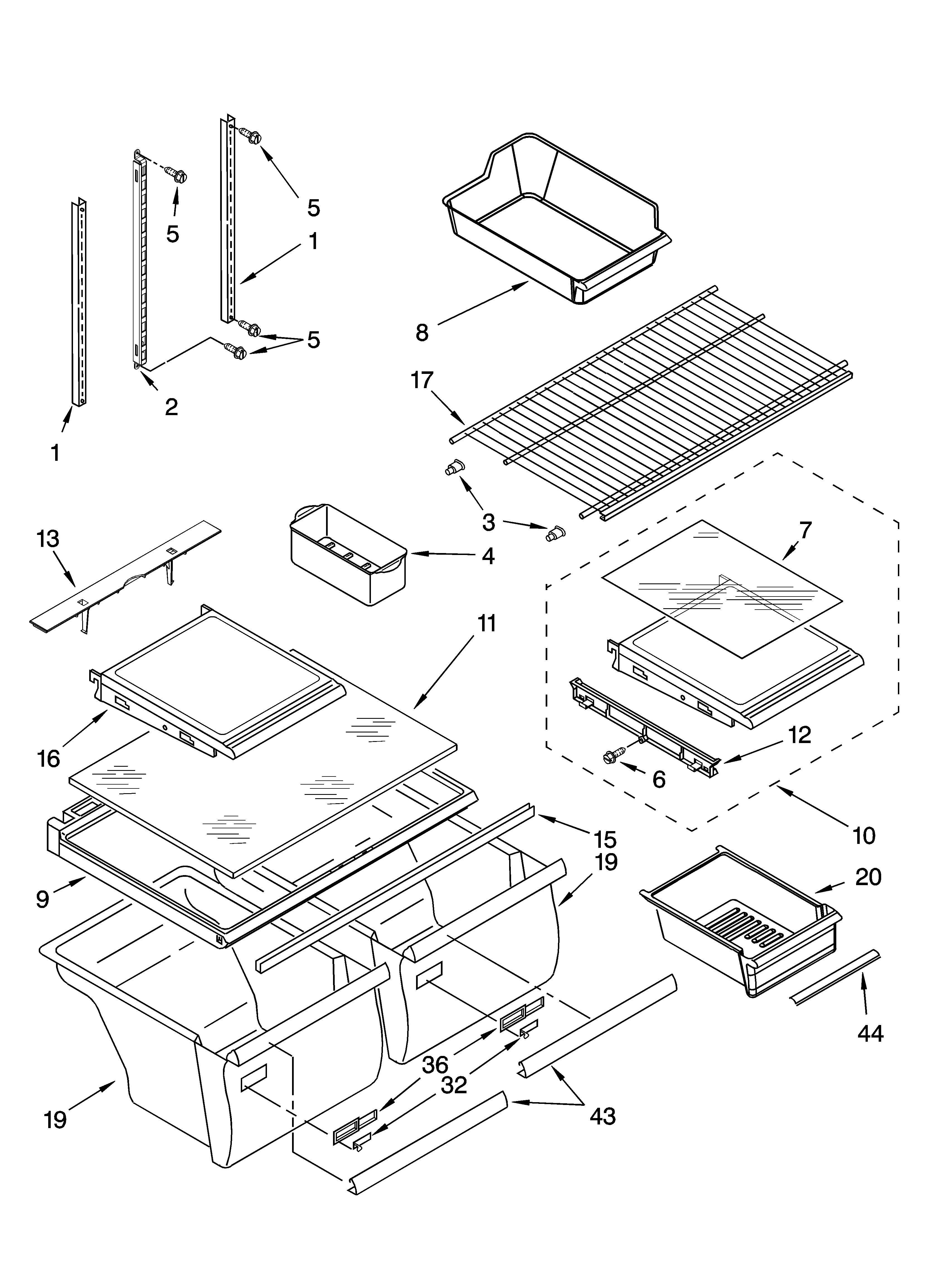 Whirlpool GR2FHTXTS00 shelf parts diagram