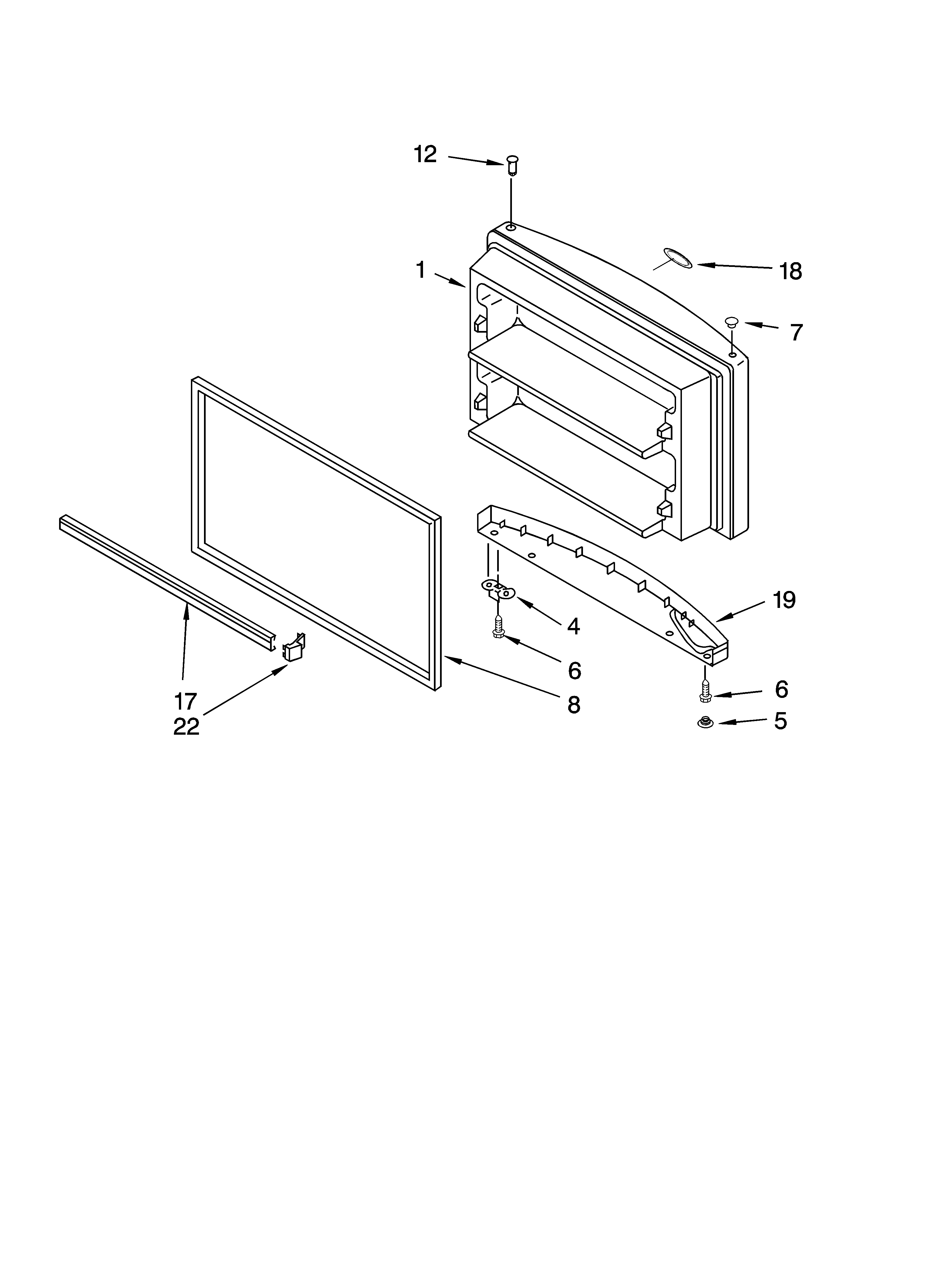 Whirlpool GR2FHTXTS00 freezer door parts diagram