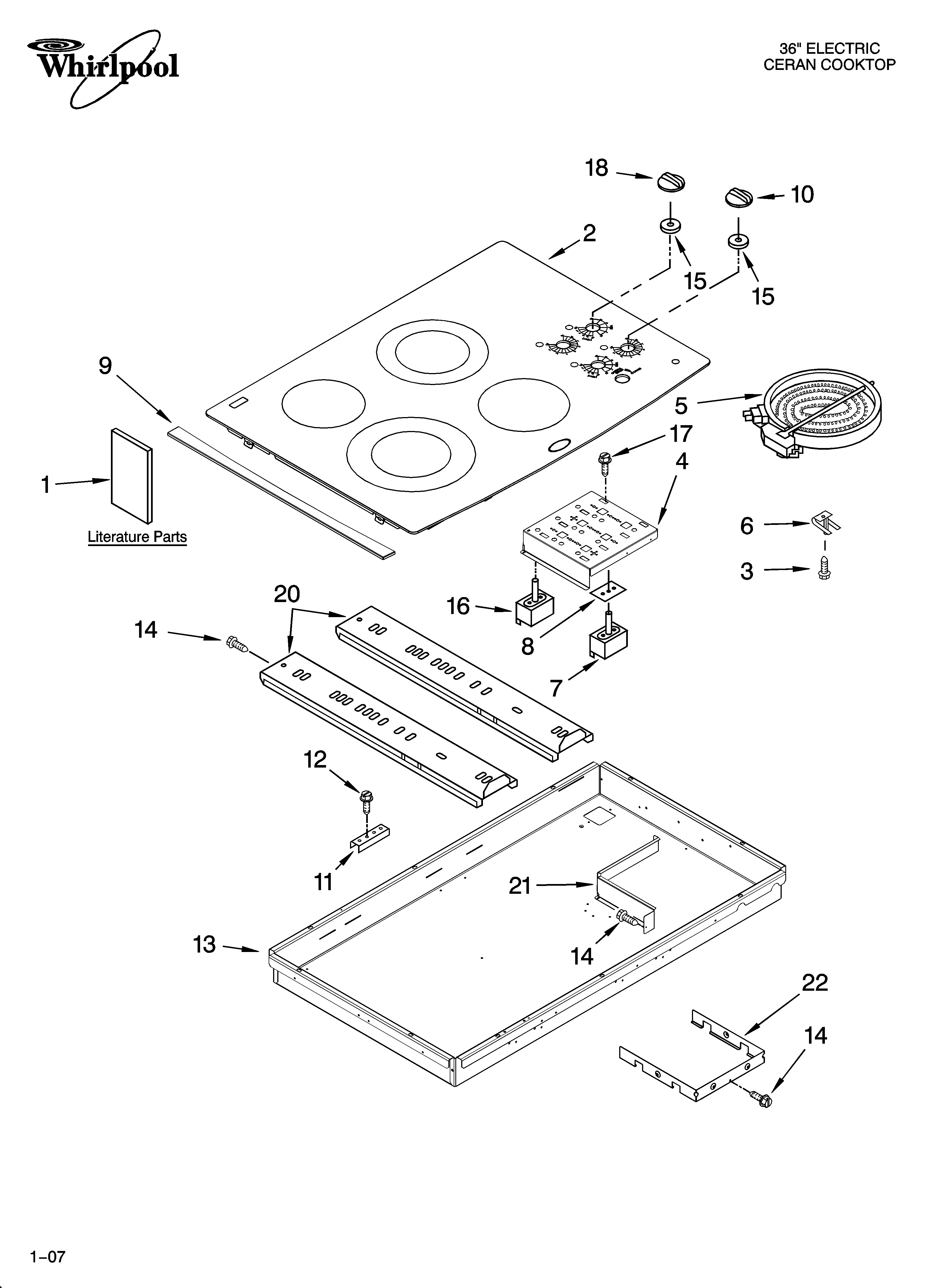 Whirlpool GJC3054RB00 cooktop parts, optional parts diagram