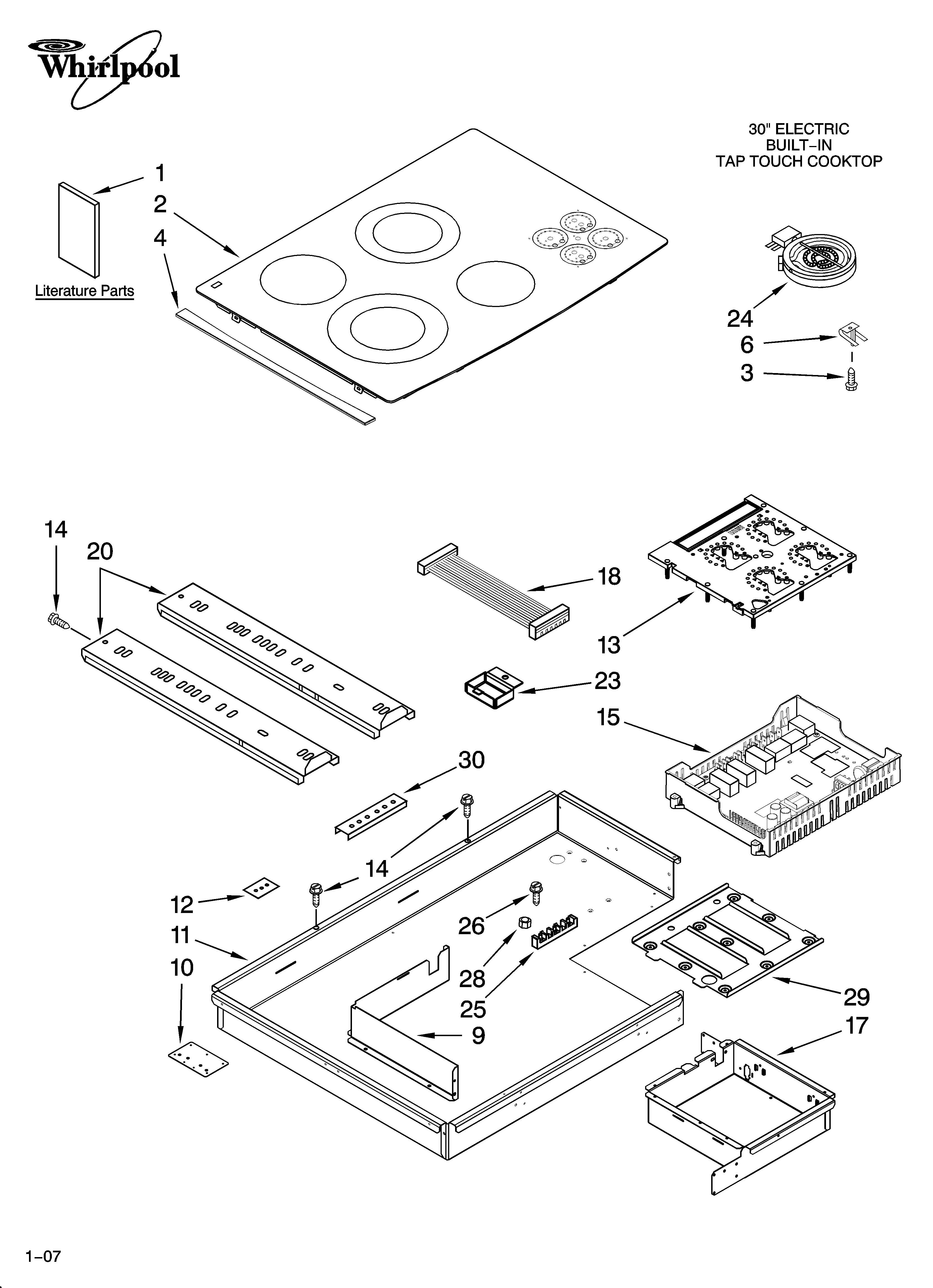 Whirlpool GJC3055RP00 cooktop parts, optional parts (not included) diagram