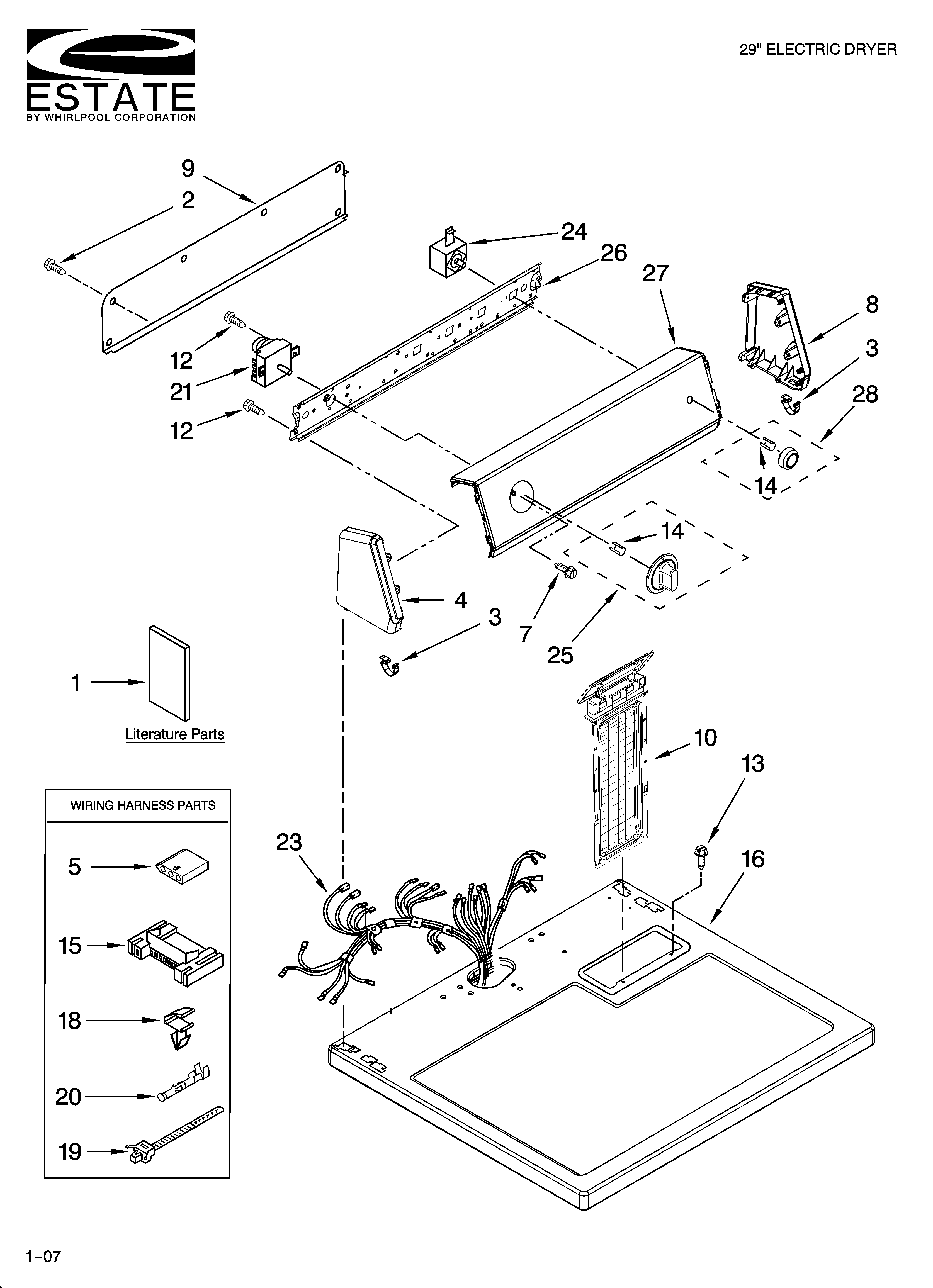 Estate EED4300TQ0 top and console parts diagram