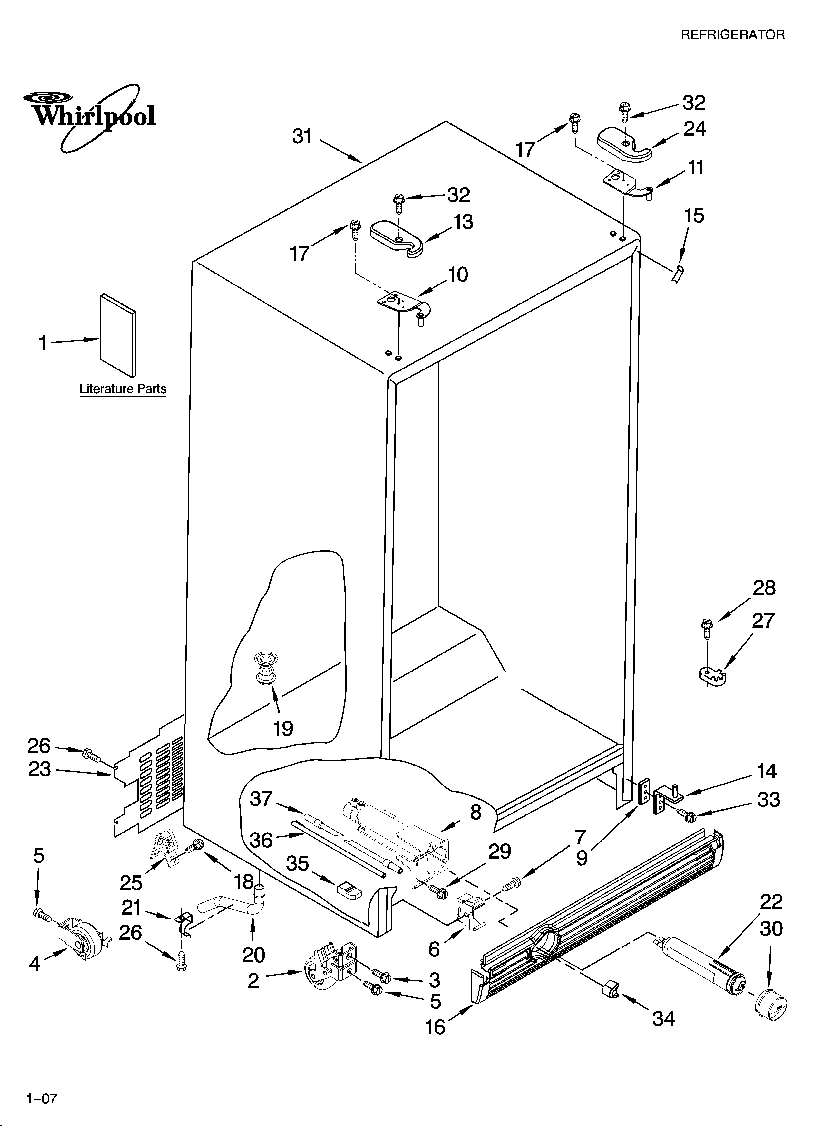 Whirlpool ED2JHAXTQ00 cabinet parts diagram