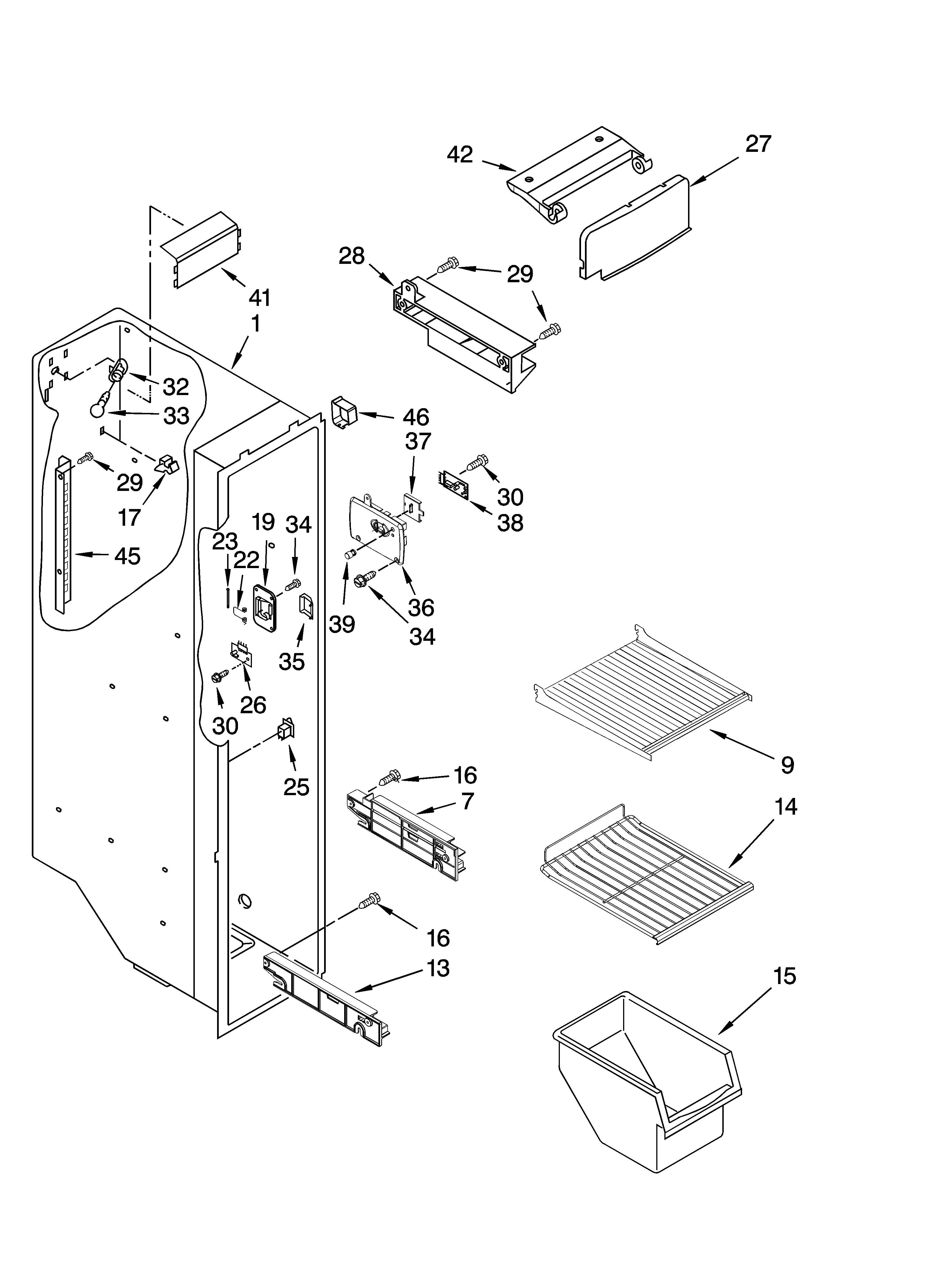 Whirlpool ED2JHAXTQ00 freezer liner parts diagram