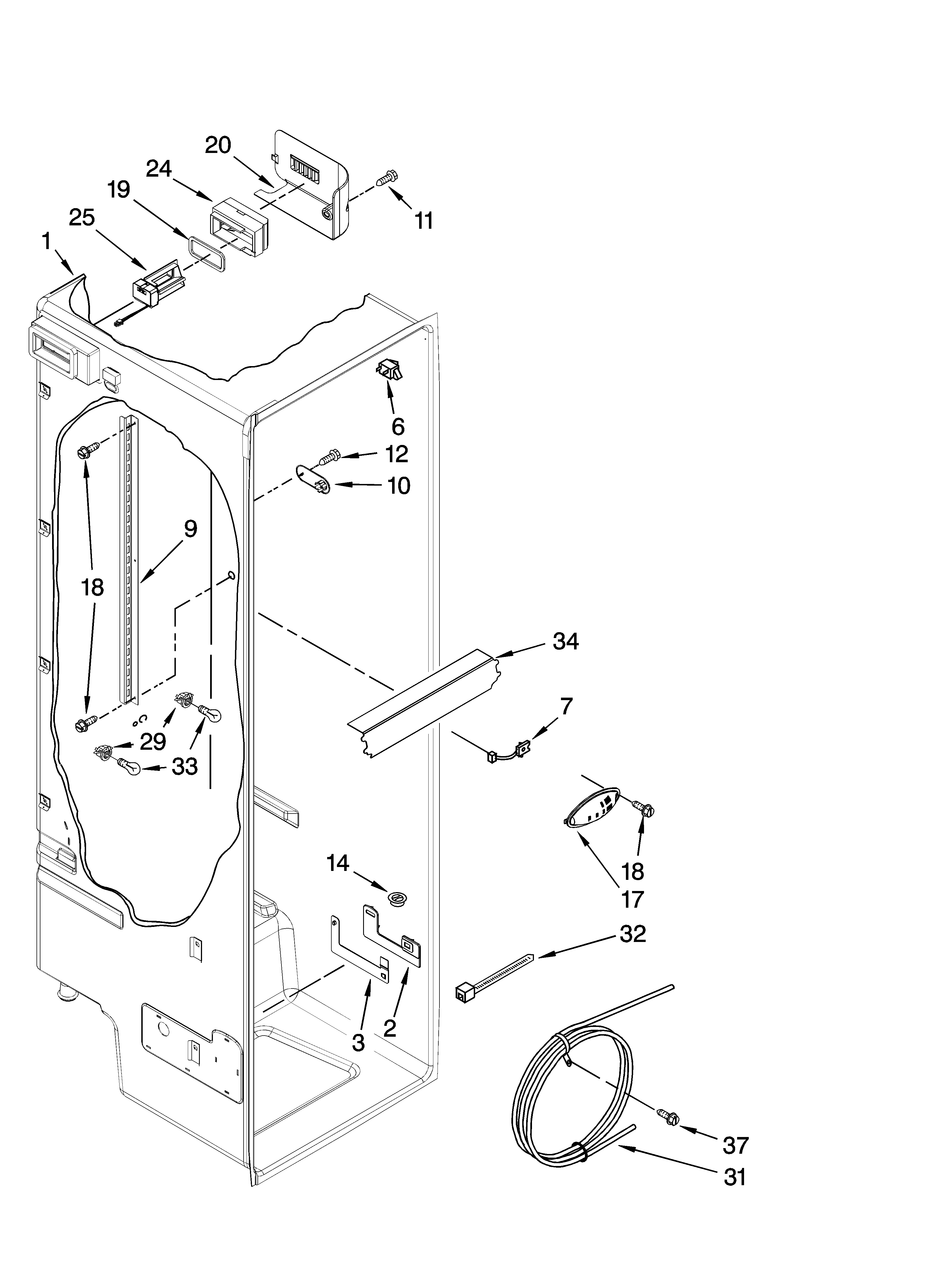 Whirlpool GC3JHAXTQ00 refrigerator liner parts diagram