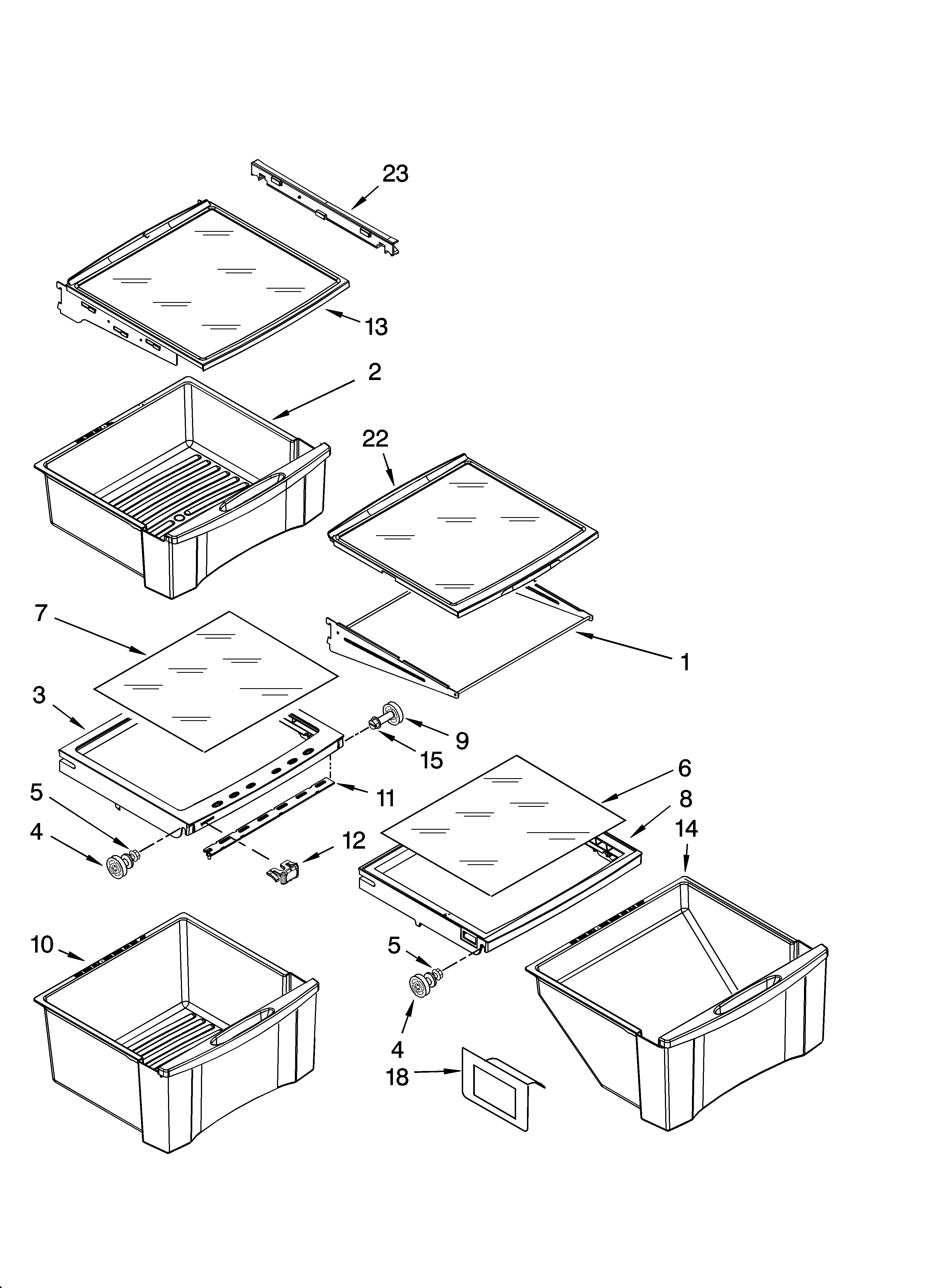 Whirlpool GD5NVAXSB00 refrigerator shelf parts diagram