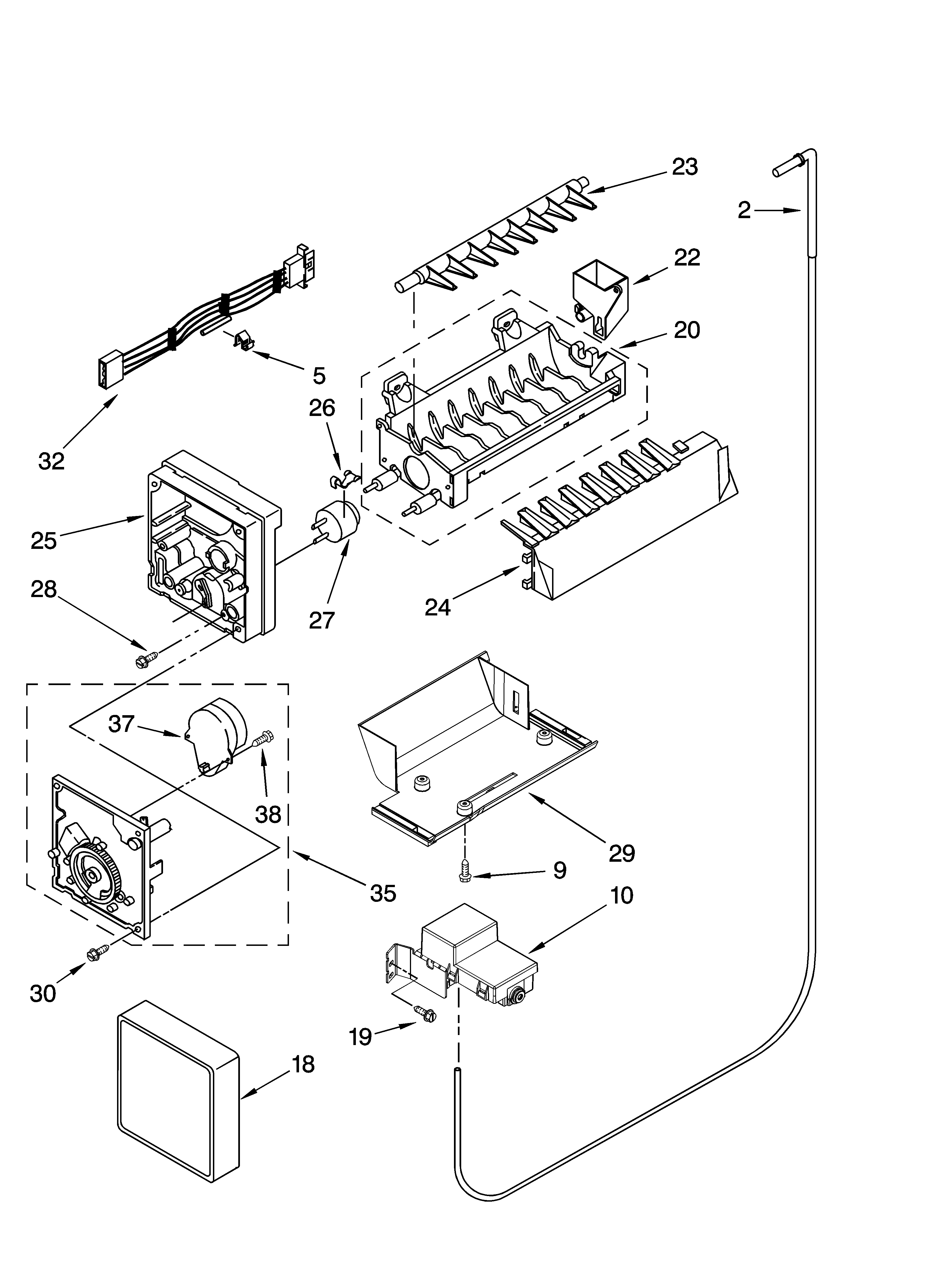 Whirlpool GD5NVAXSB00 icemaker parts, optional parts (not included) diagram