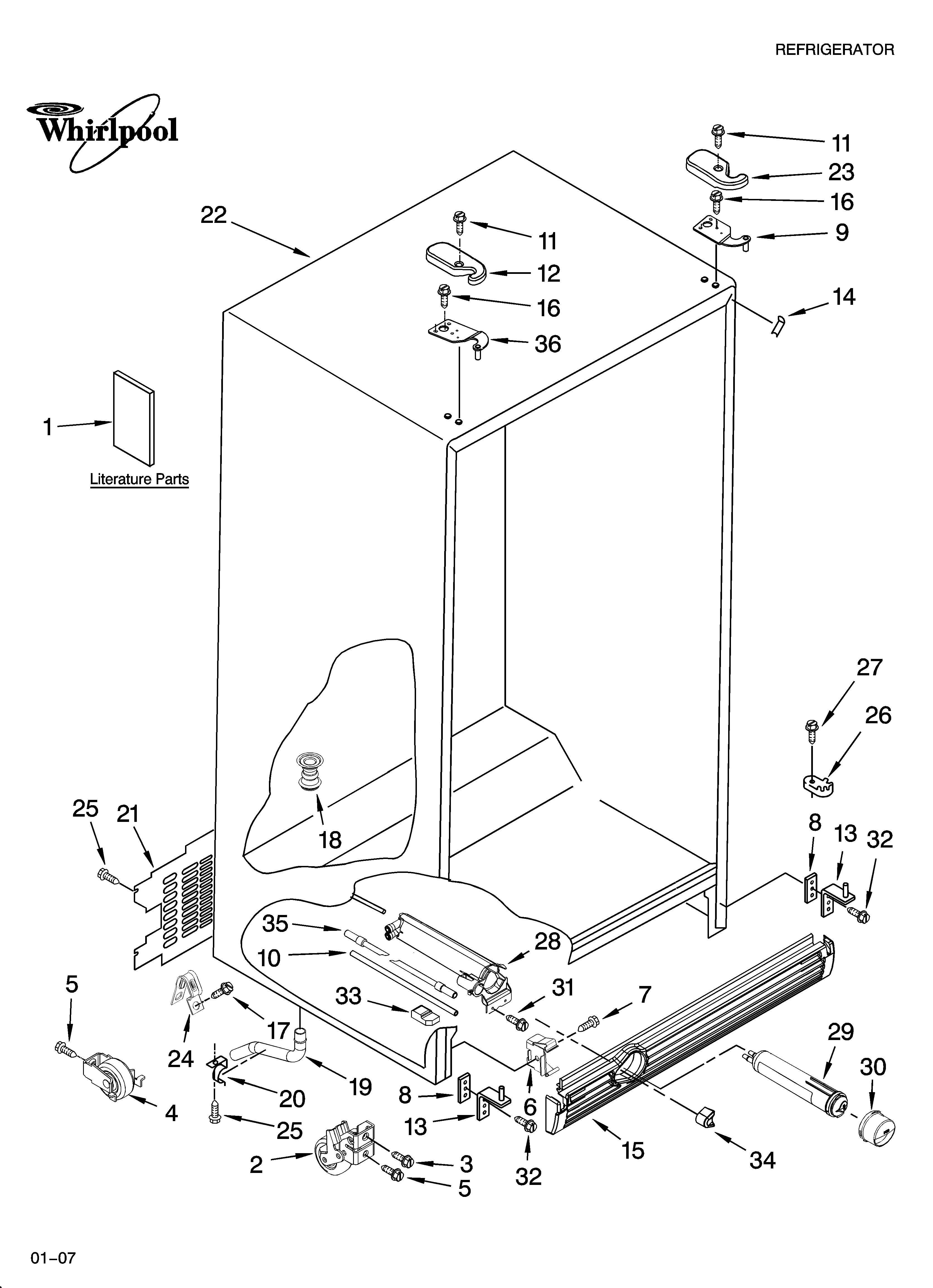 Whirlpool GS5SHAXTL00 cabinet parts diagram