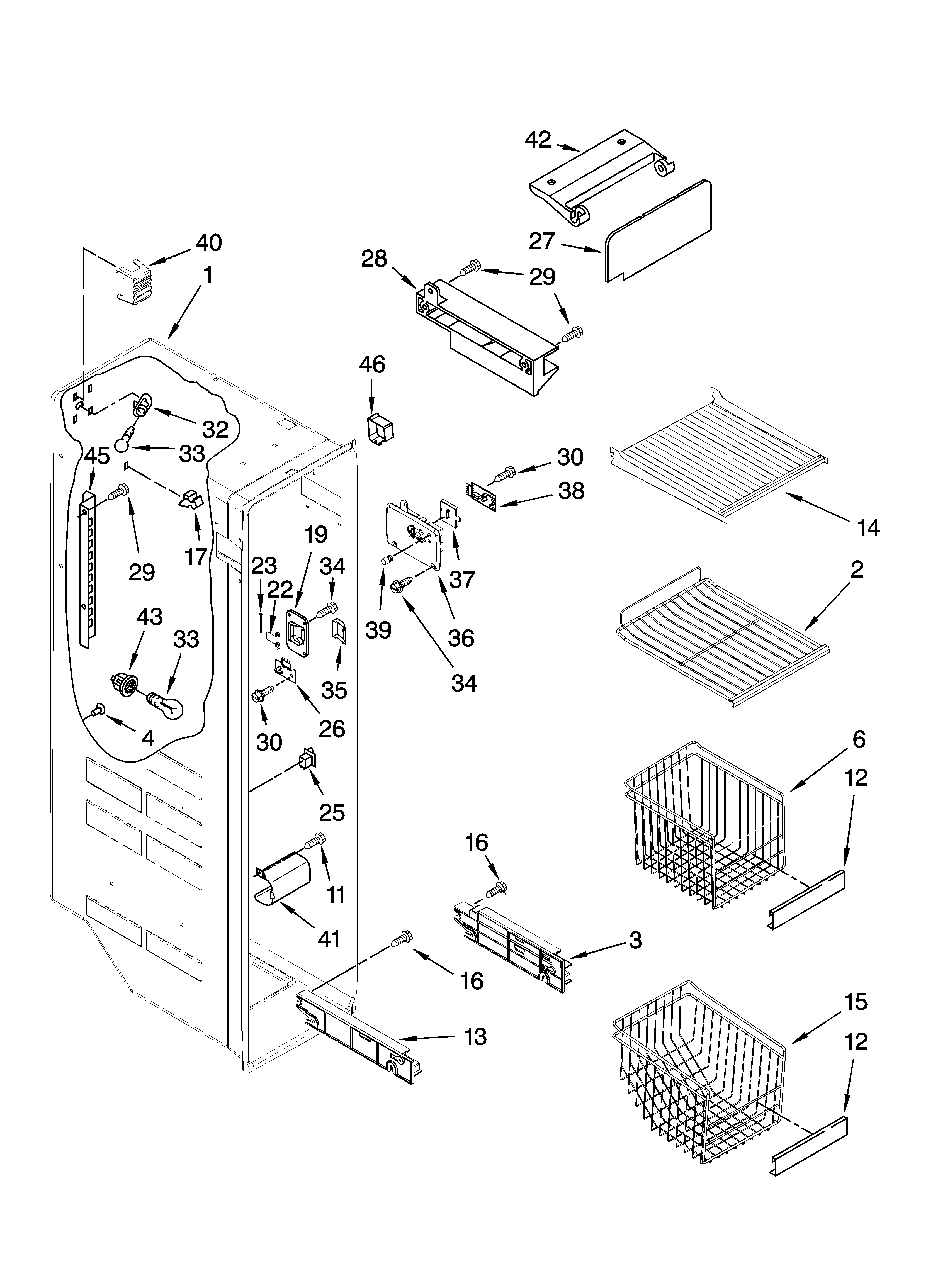 Whirlpool GS5SHAXTL00 freezer liner parts diagram