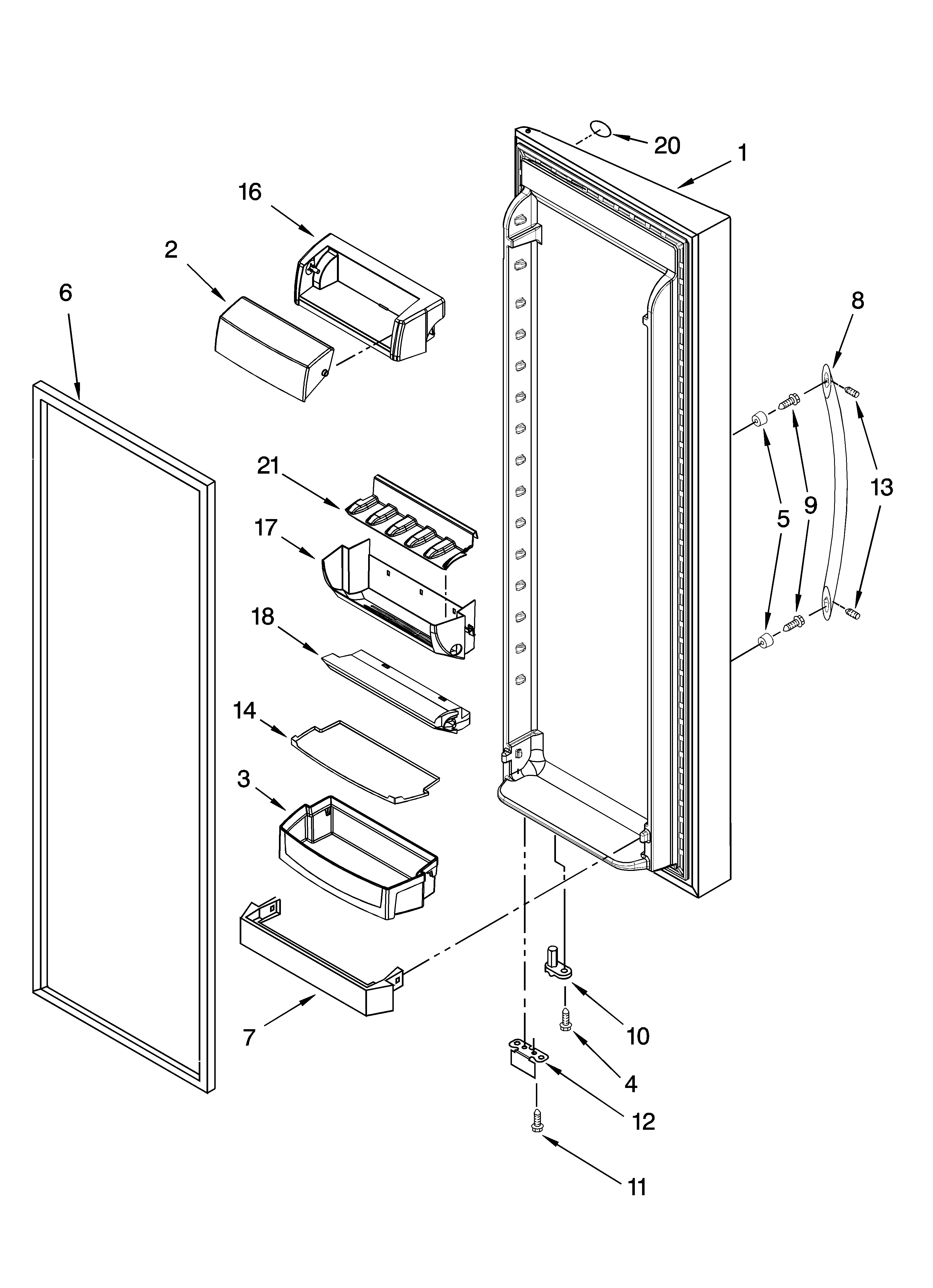Whirlpool GS5SHAXTL00 refrigerator door parts diagram