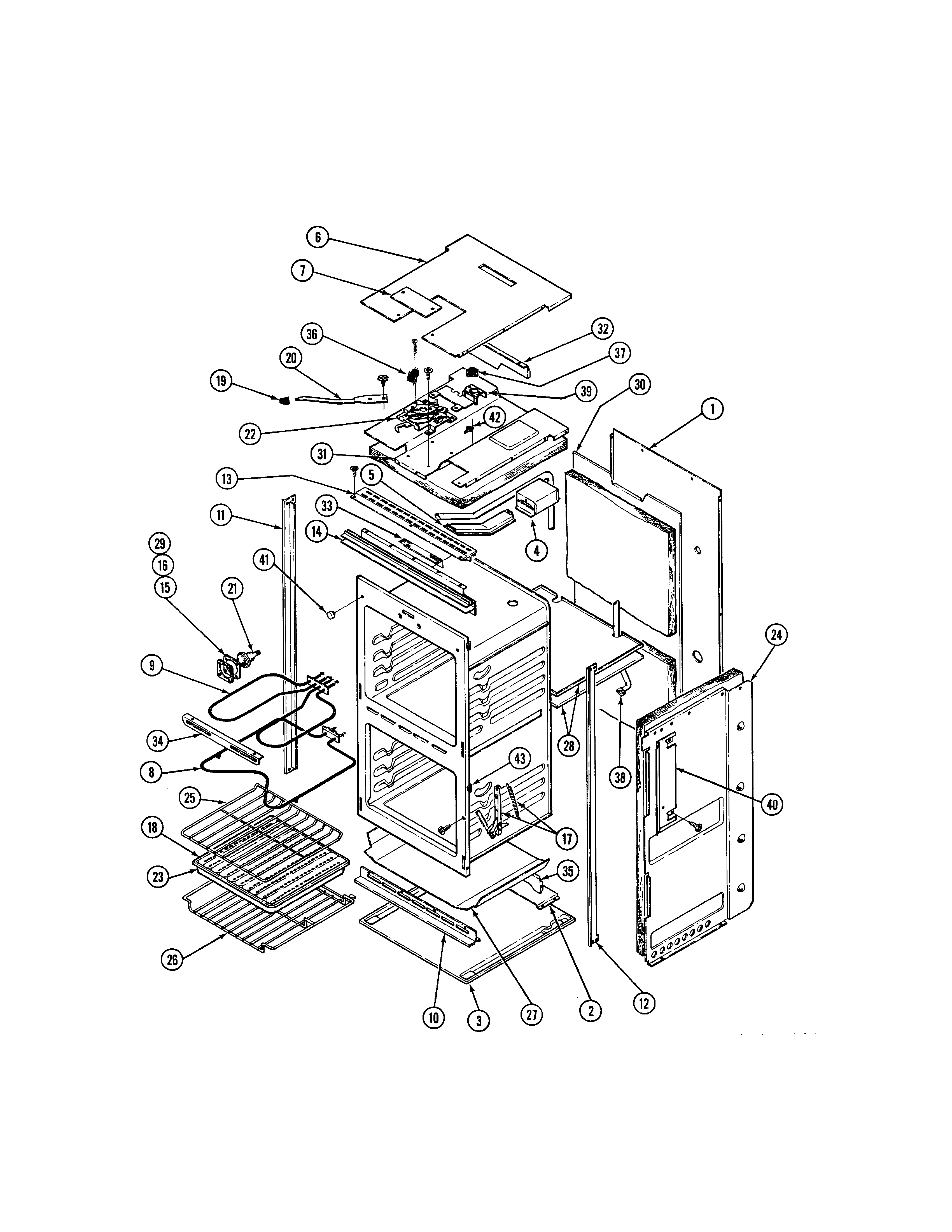 Jenn-Air W210 basic body diagram