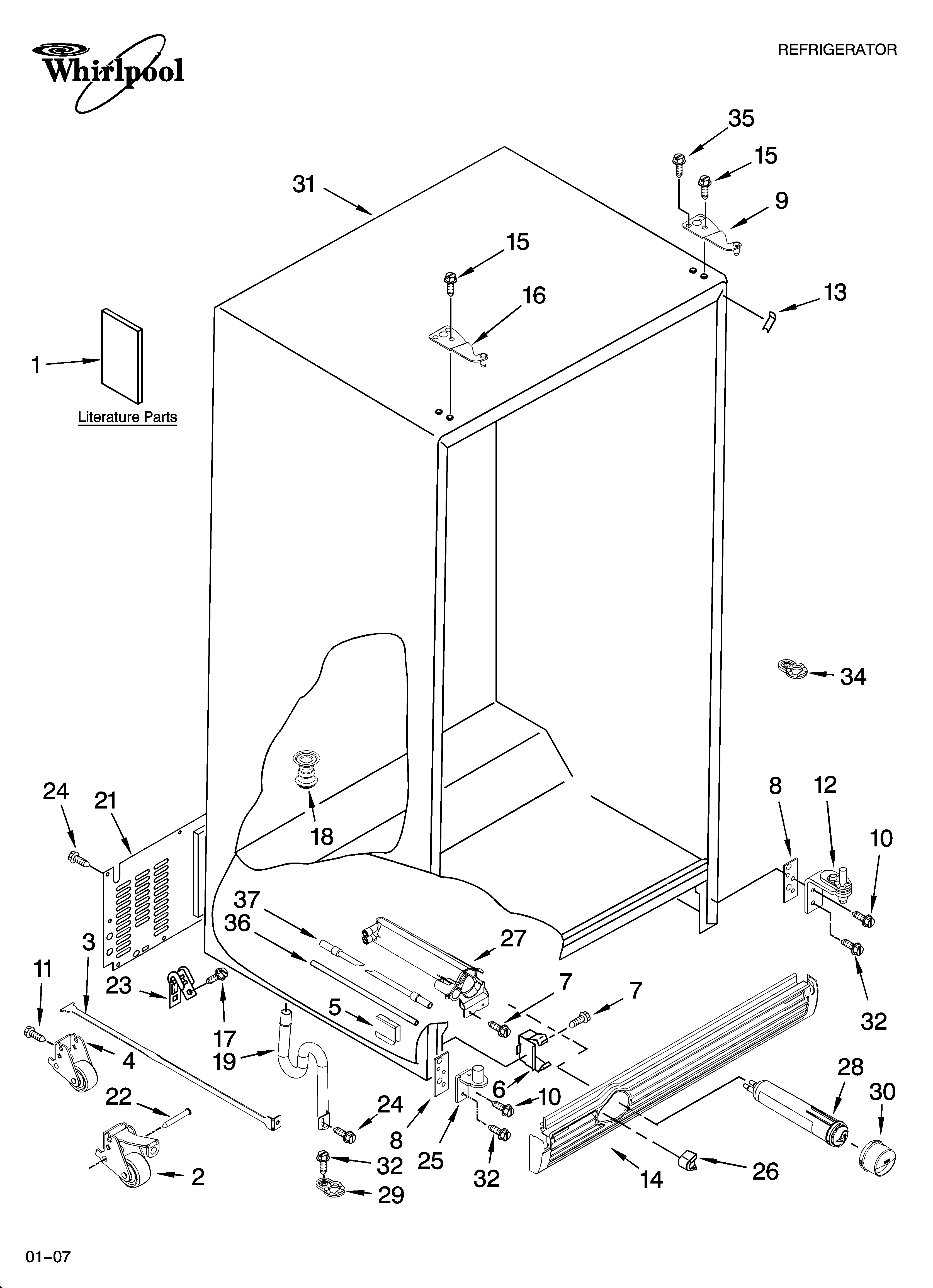 Whirlpool EC3JHAXRS01 cabinet parts diagram