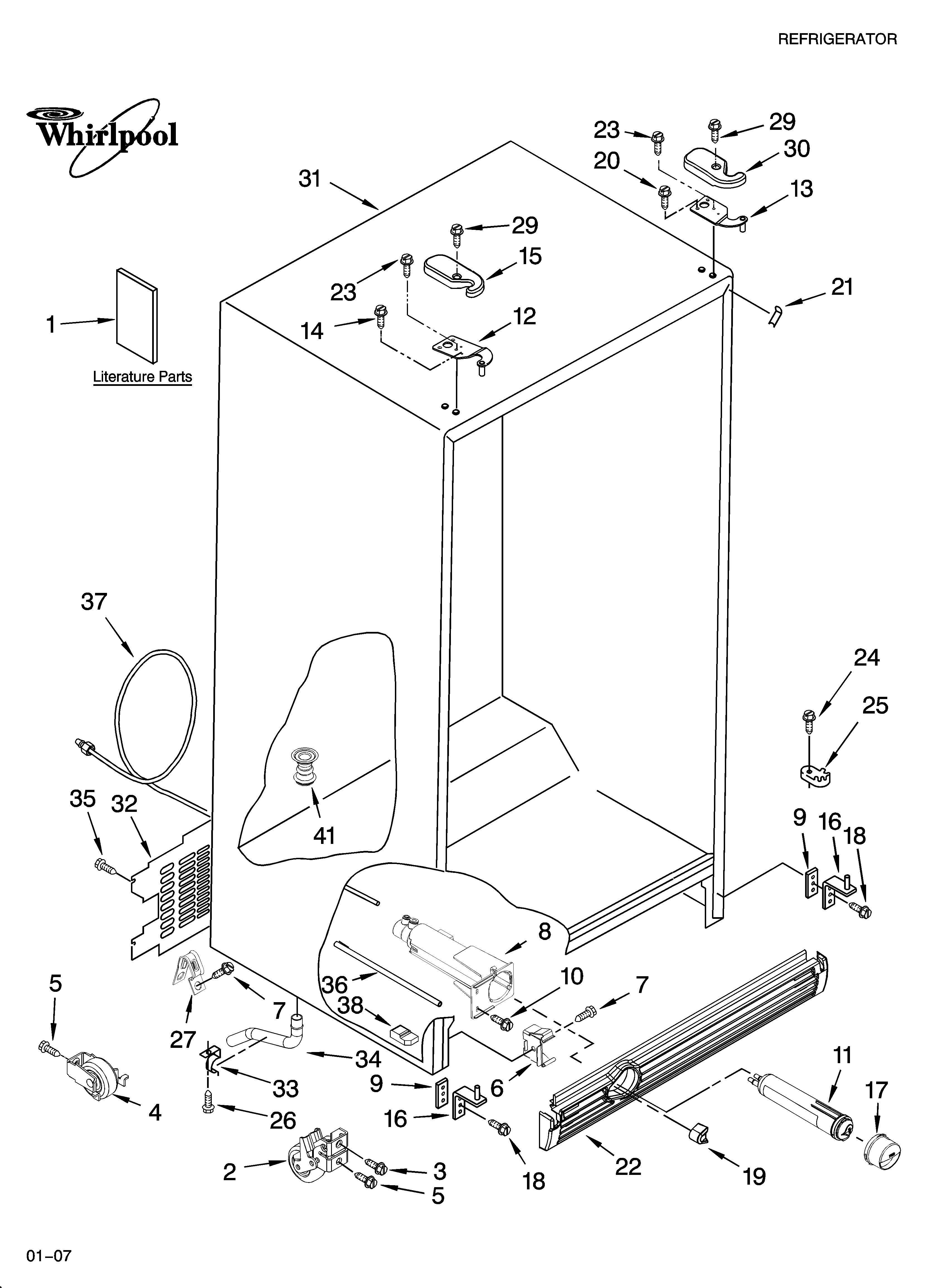 Whirlpool ED5FHEXTQ00 cabinet parts diagram