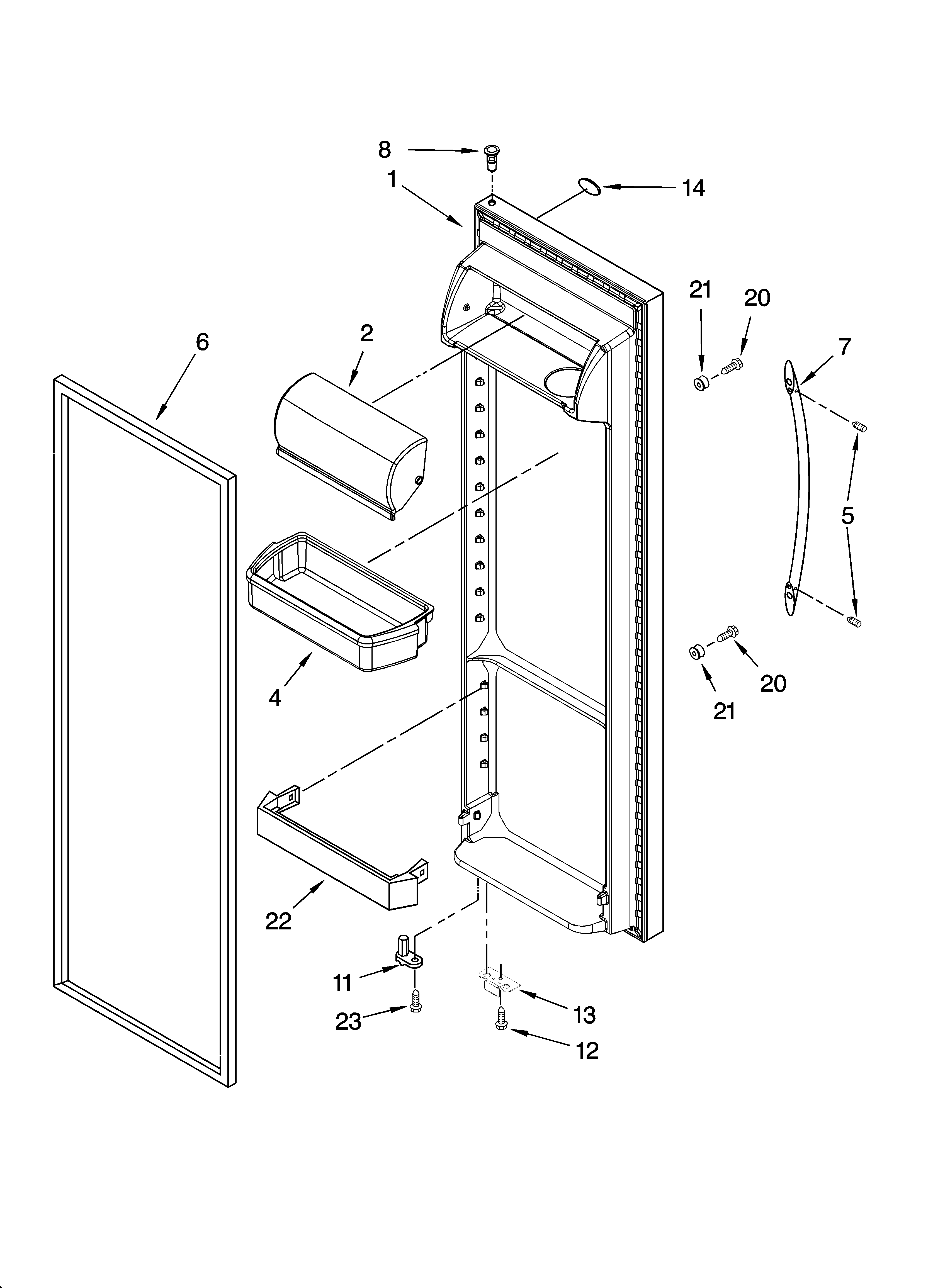 Whirlpool ED5FHEXTQ00 refrigerator door parts diagram