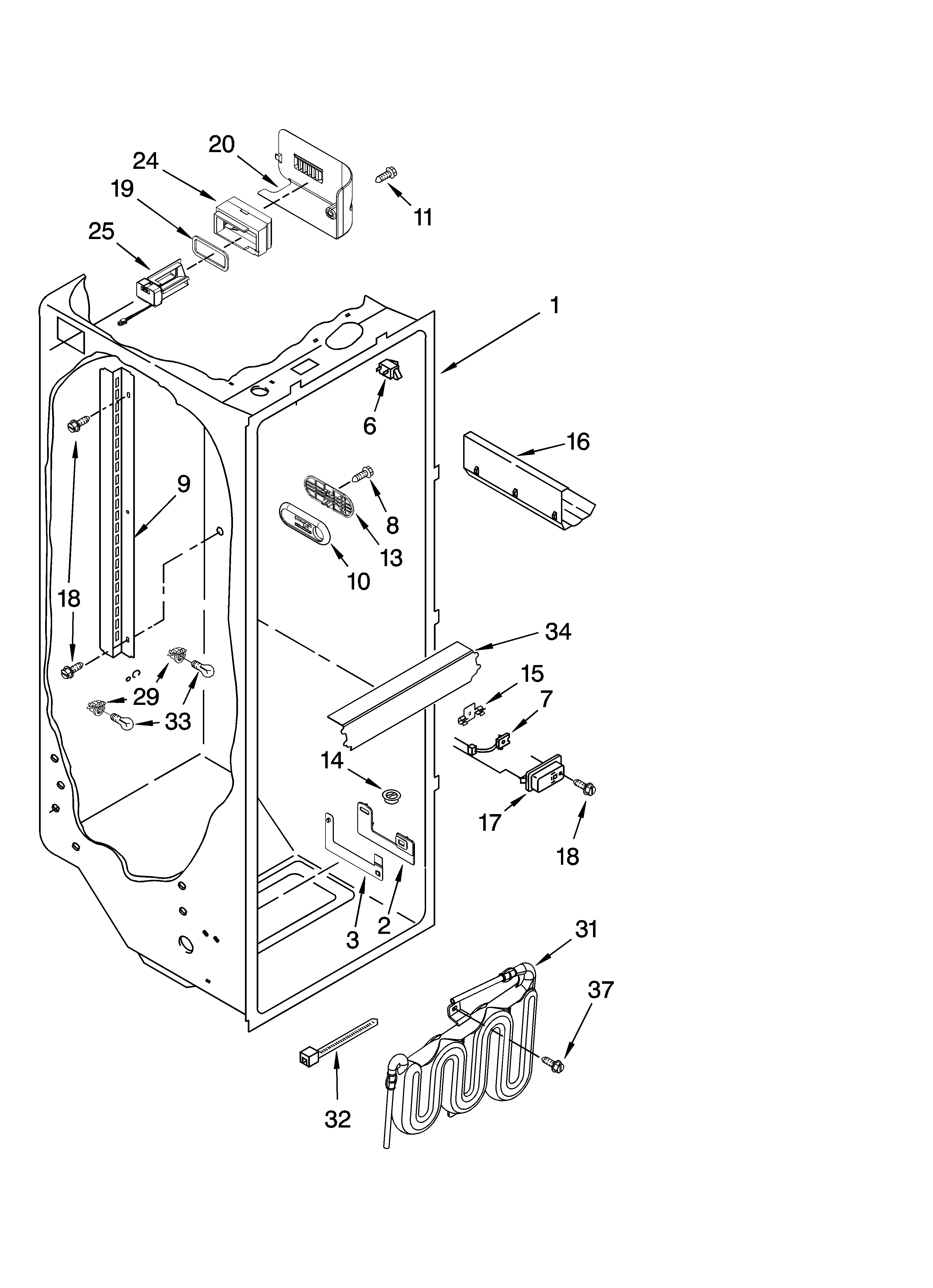 KitchenAid KSCS23FTSS00 refrigerator liner parts diagram