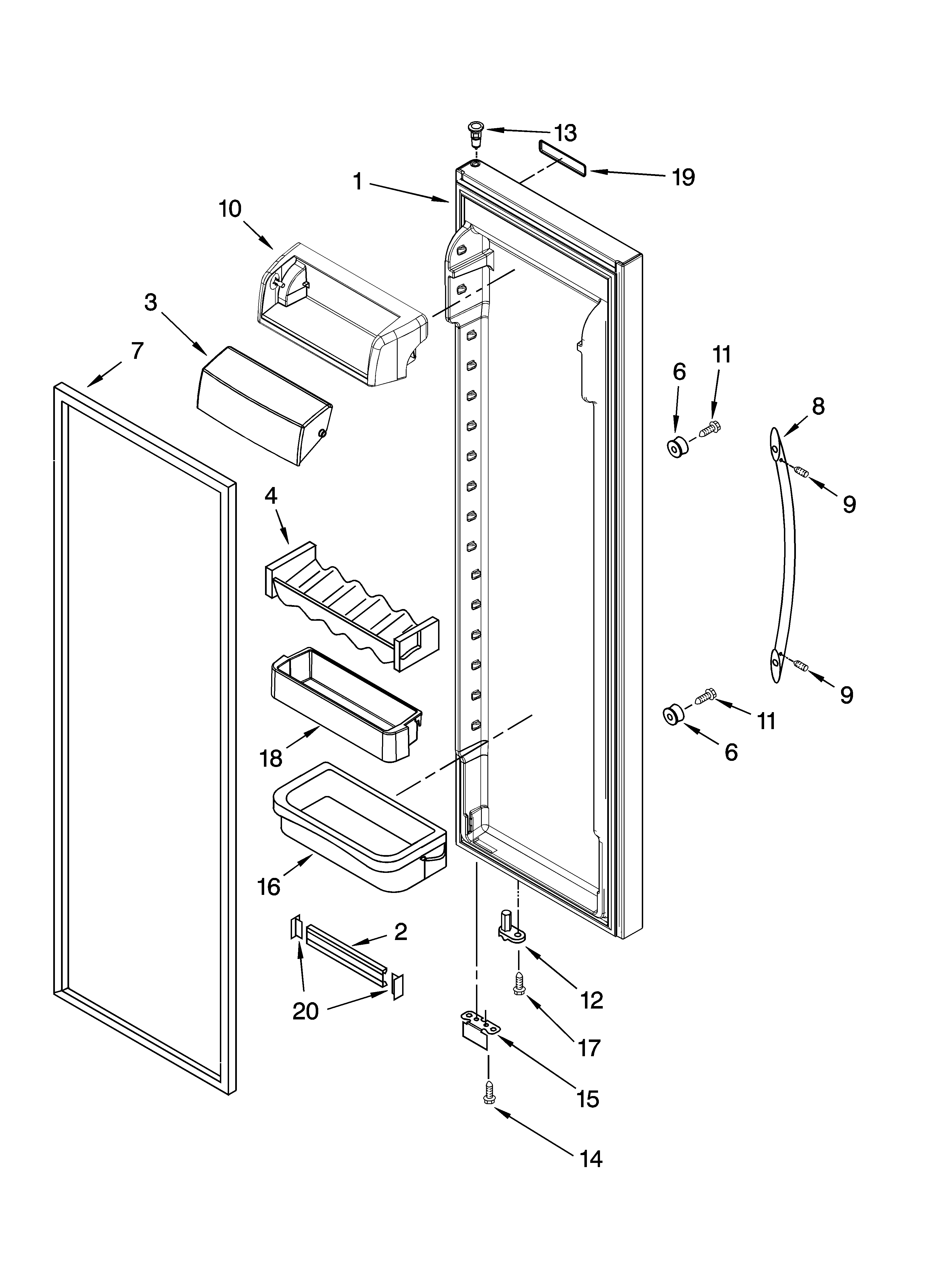 KitchenAid KSCS23FTSS00 refrigerator door parts diagram