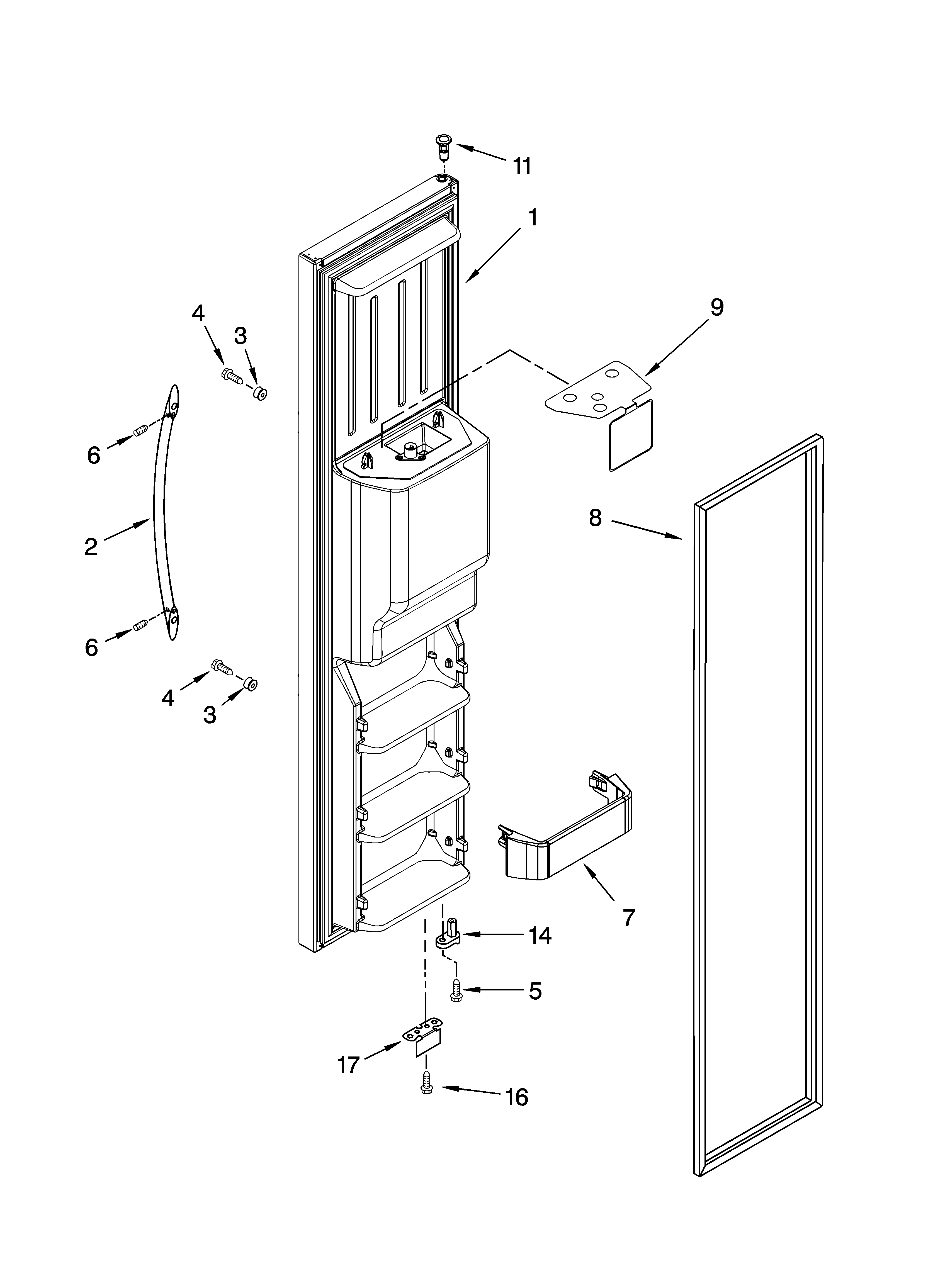 KitchenAid KSCS23FTSS00 freezer door parts diagram