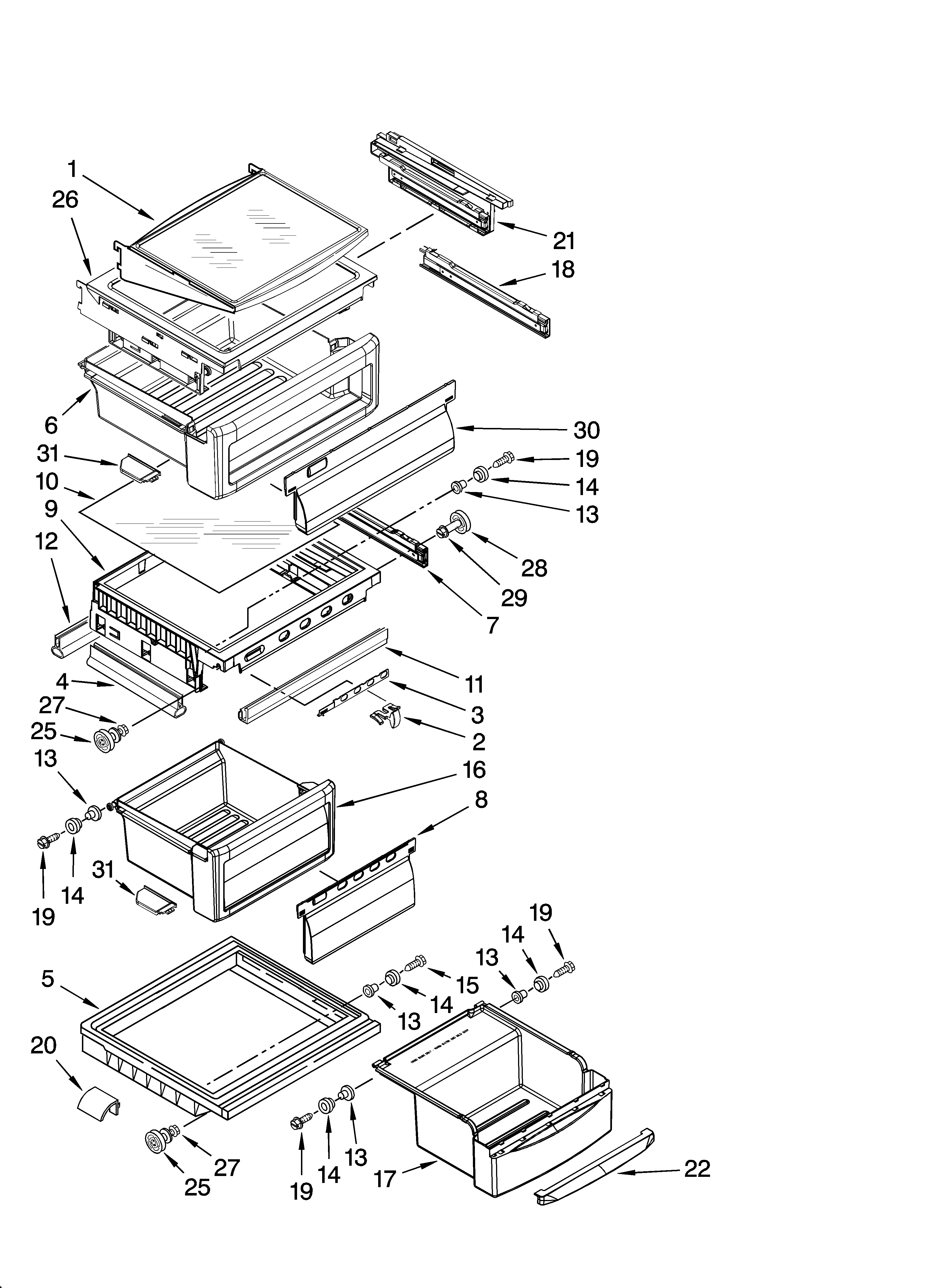 KitchenAid KSCS25FSWH01 refrigerator shelf parts diagram