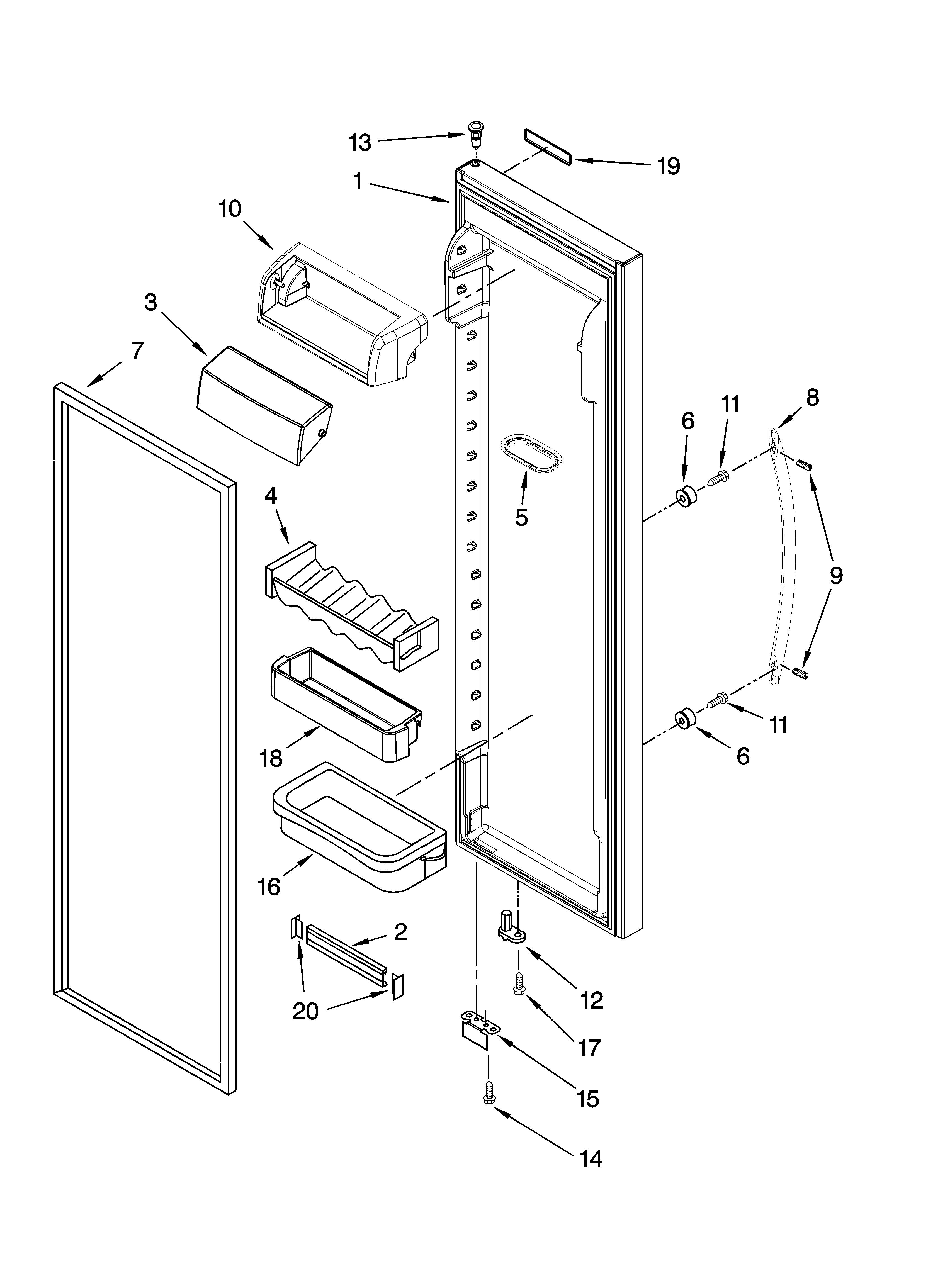 KitchenAid KSCS25FSWH01 refrigerator door parts diagram