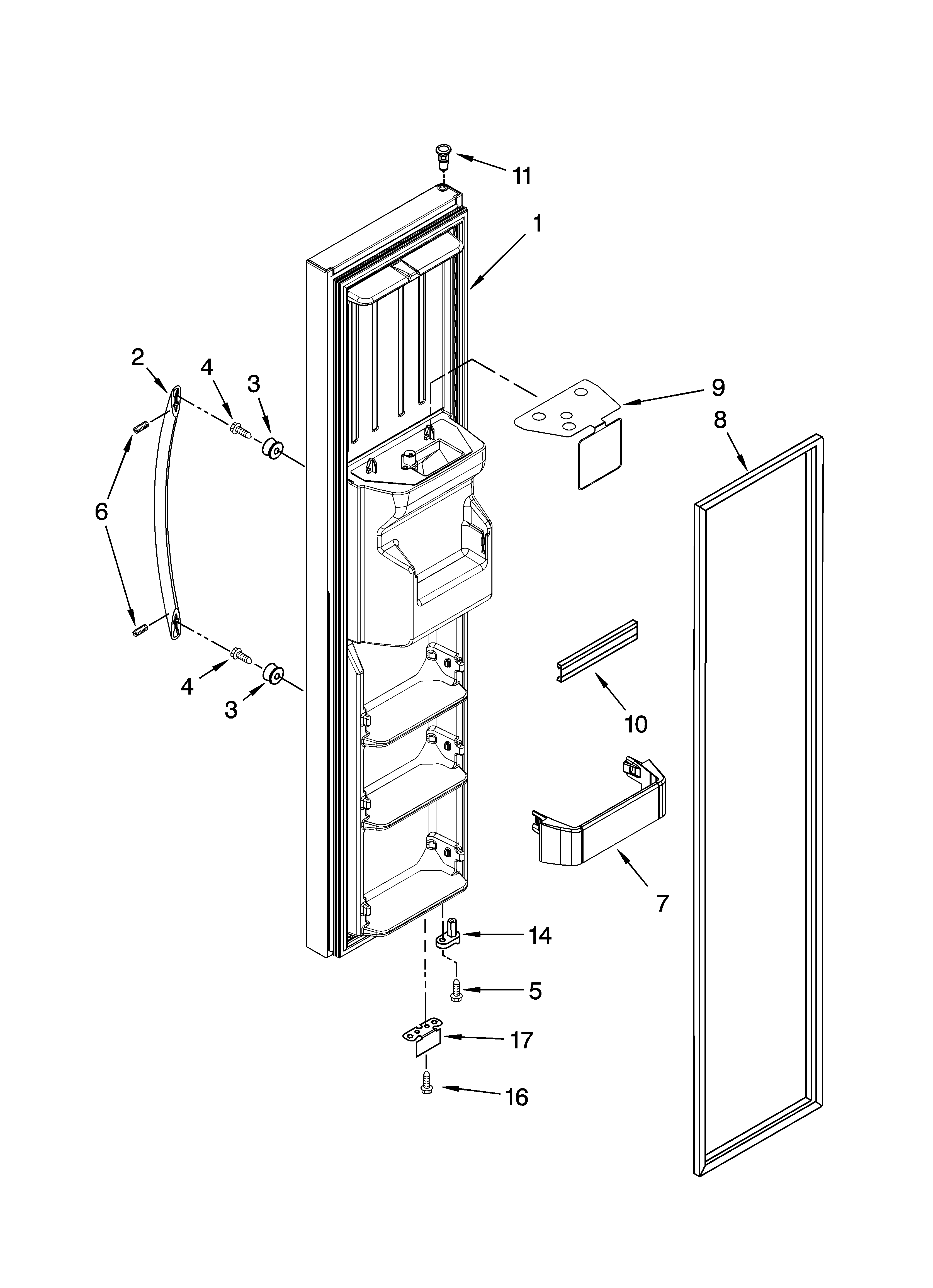 KitchenAid KSCS25FSWH01 freezer door parts diagram