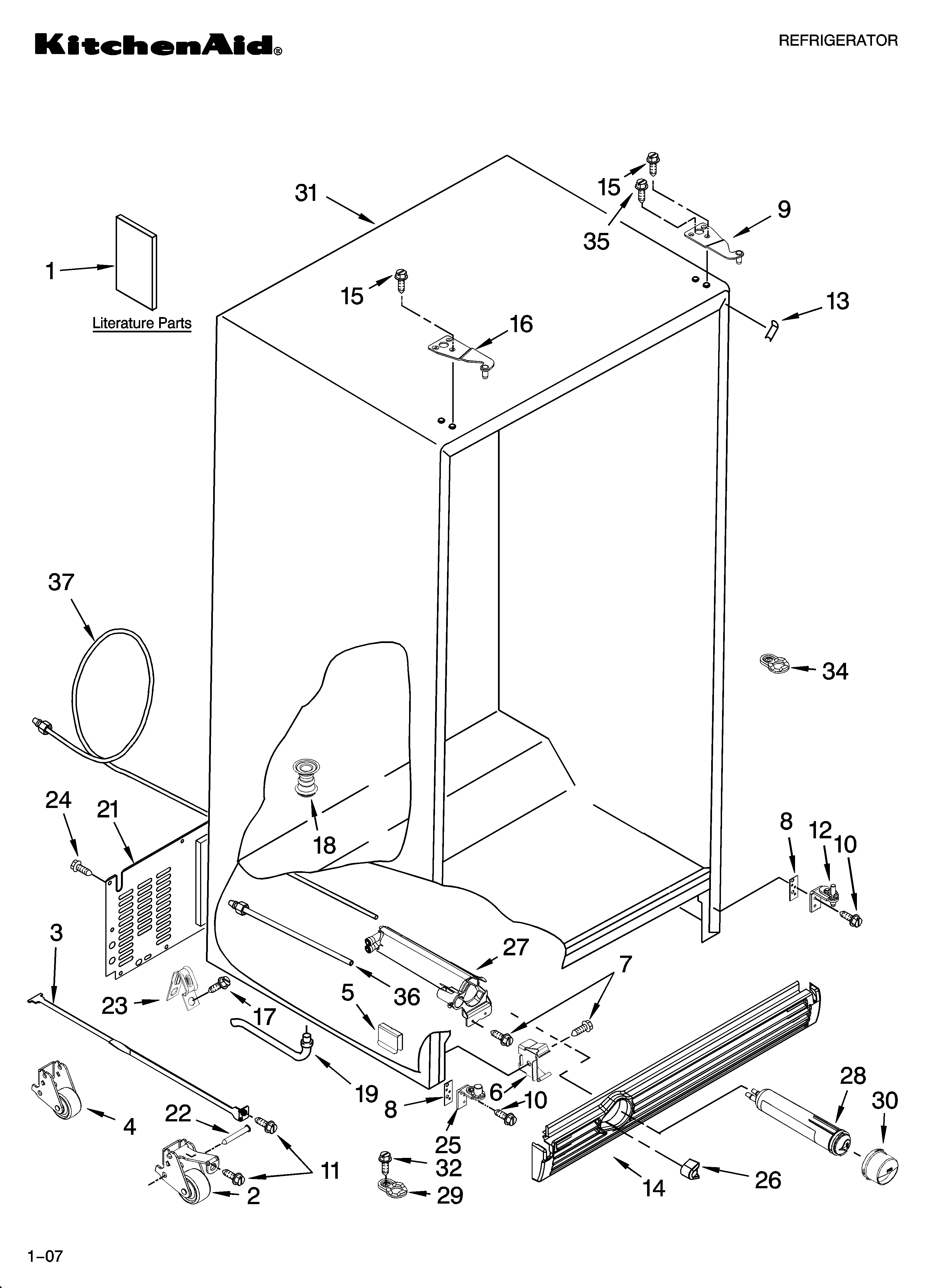 KitchenAid KSCS25FTSS00 cabinet parts diagram