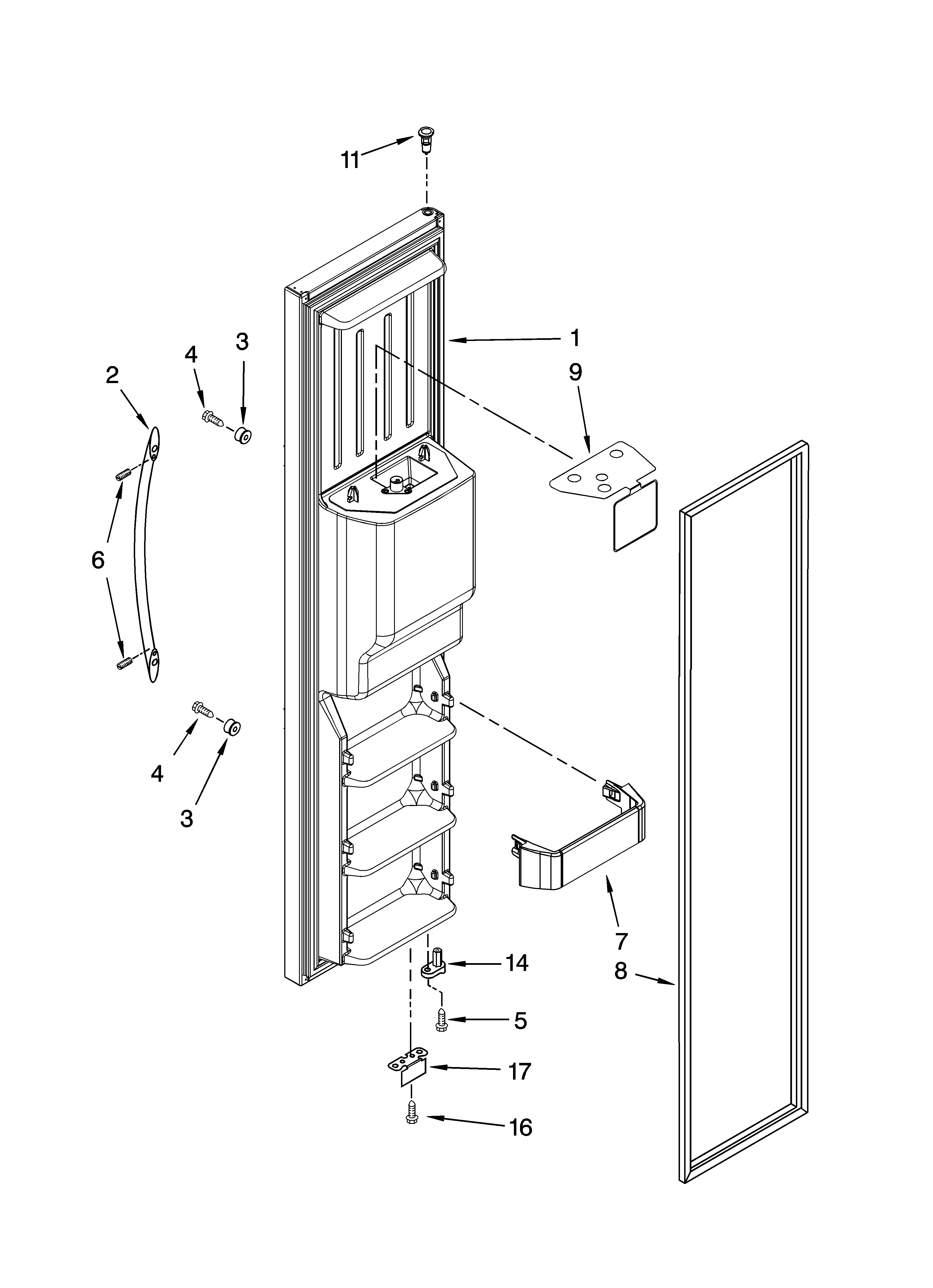 KitchenAid KSCS25FTSS00 freezer door parts diagram