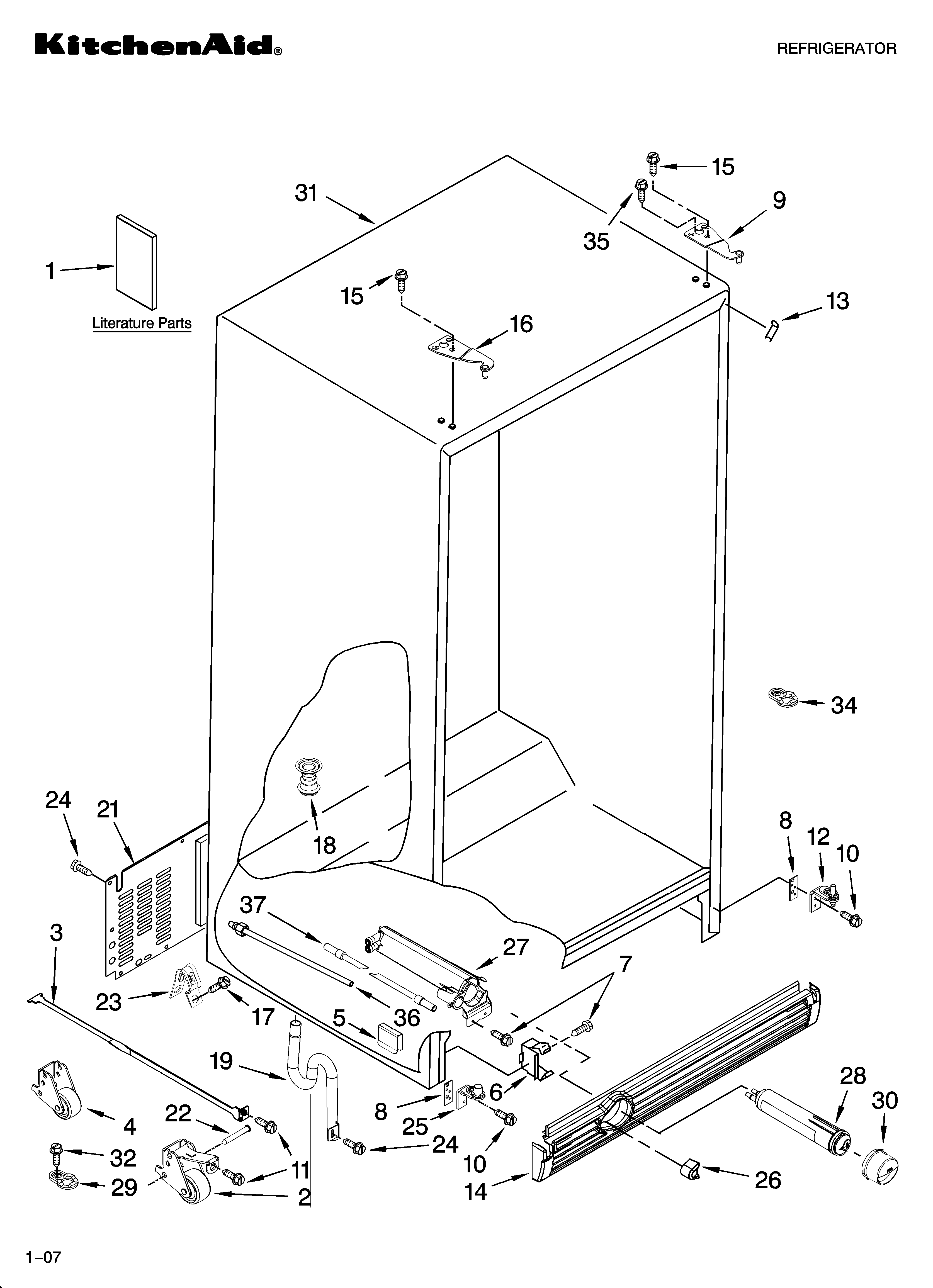 KitchenAid KSCS25MTMS00 cabinet parts diagram