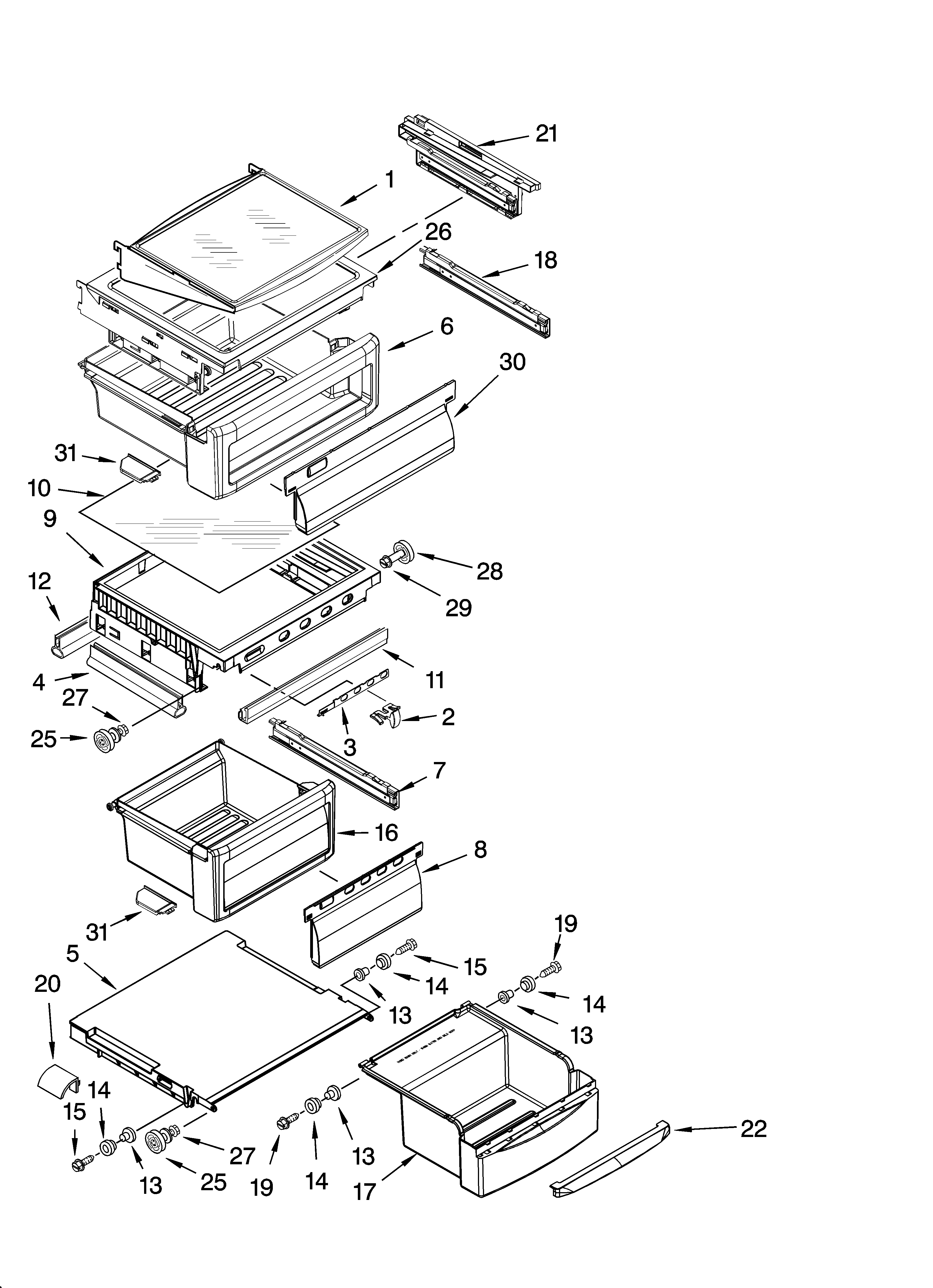 KitchenAid KSCS25MTMS00 refrigerator shelf parts diagram