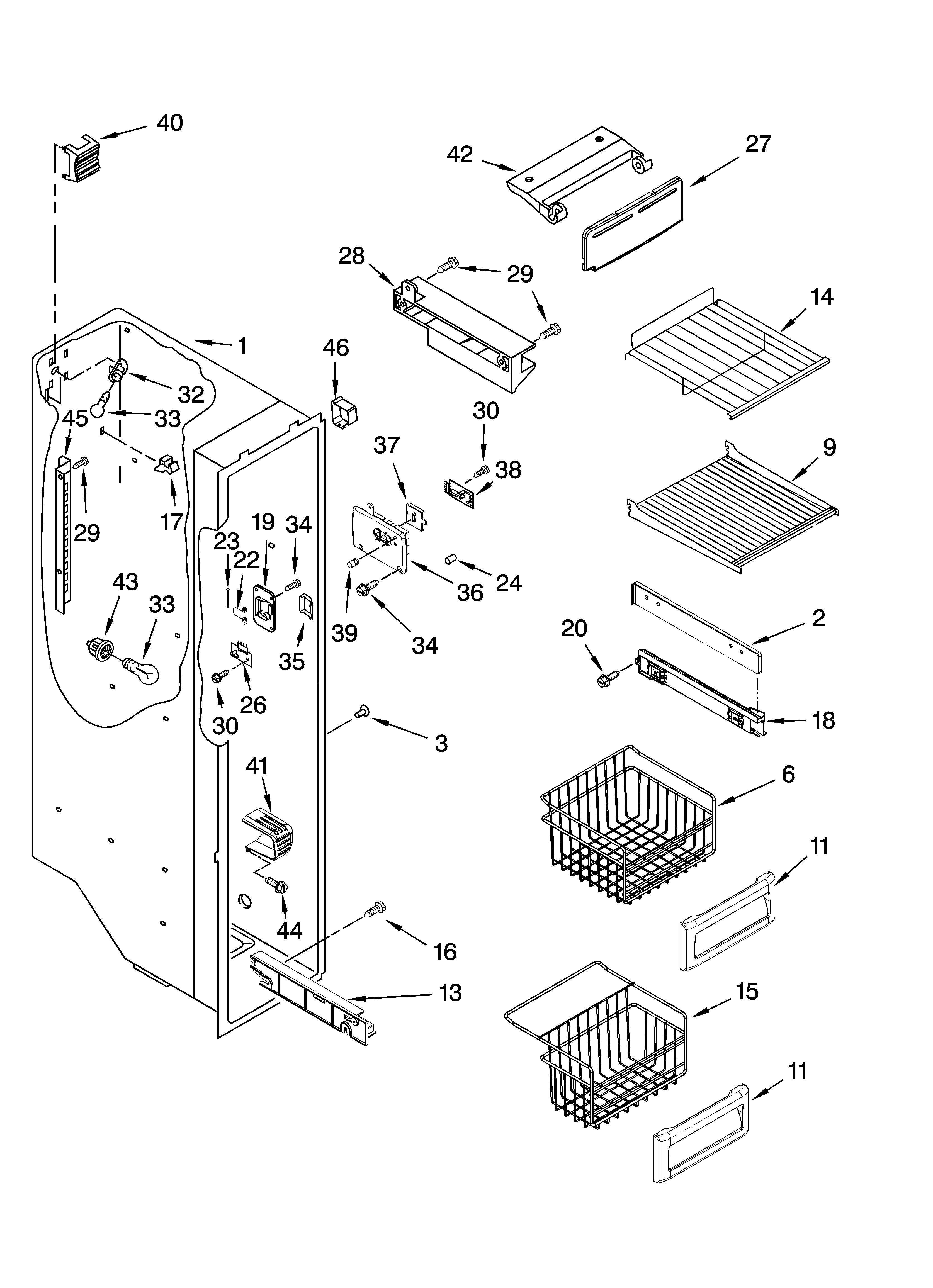 KitchenAid KSCS25MTMS00 freezer liner parts diagram