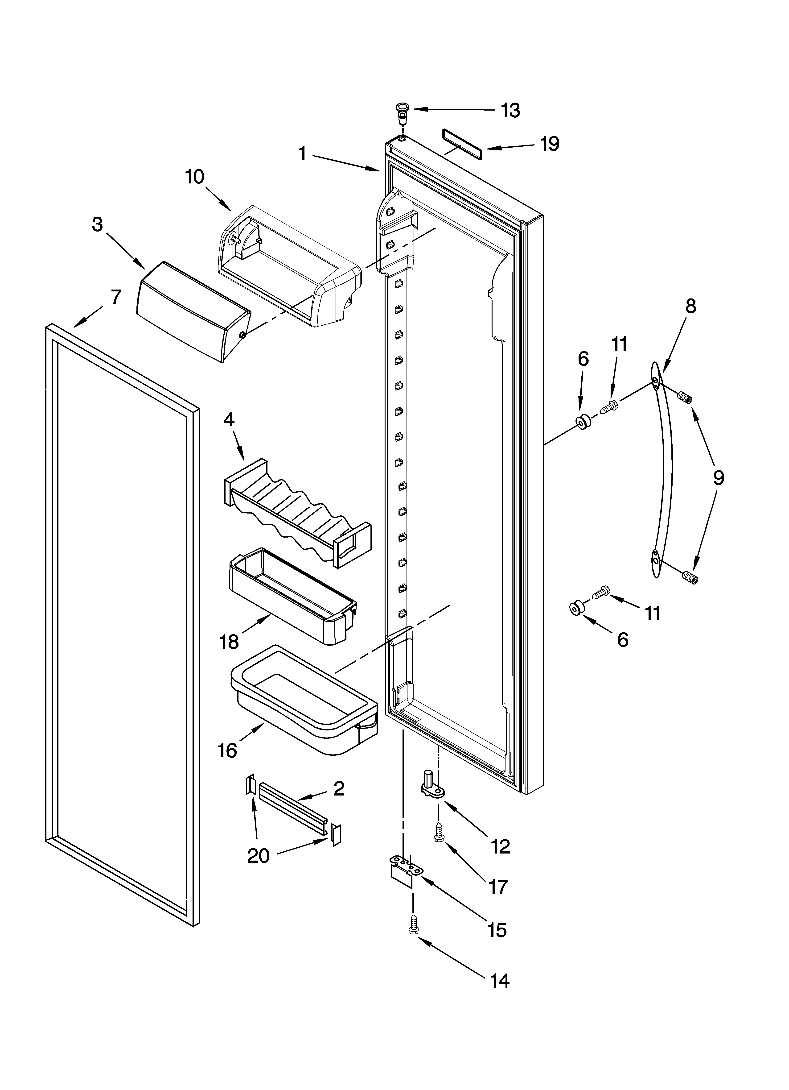 KitchenAid KSCS25MTMS00 refrigerator door parts diagram