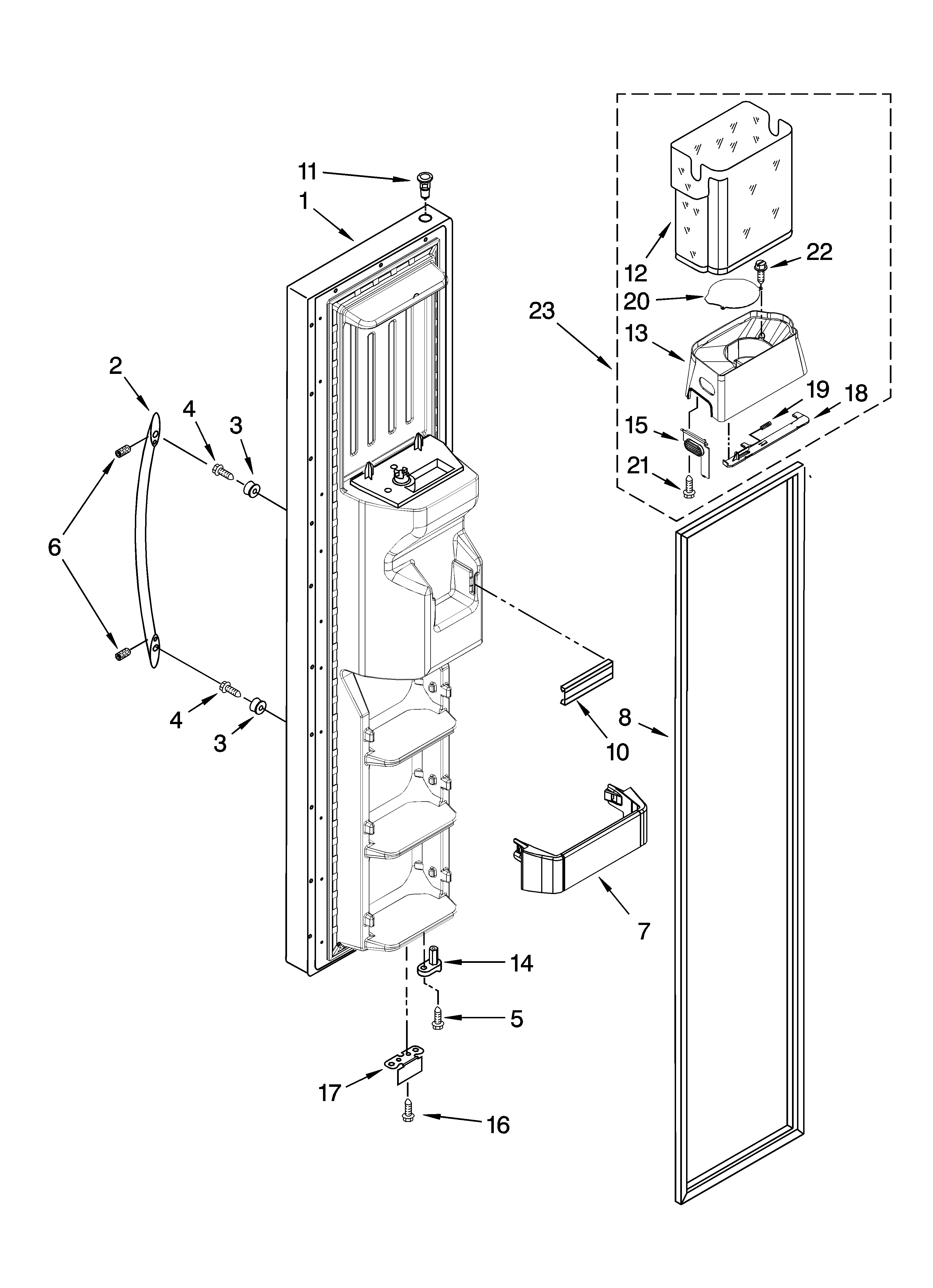 KitchenAid KSCS25MTMS00 freezer door parts diagram