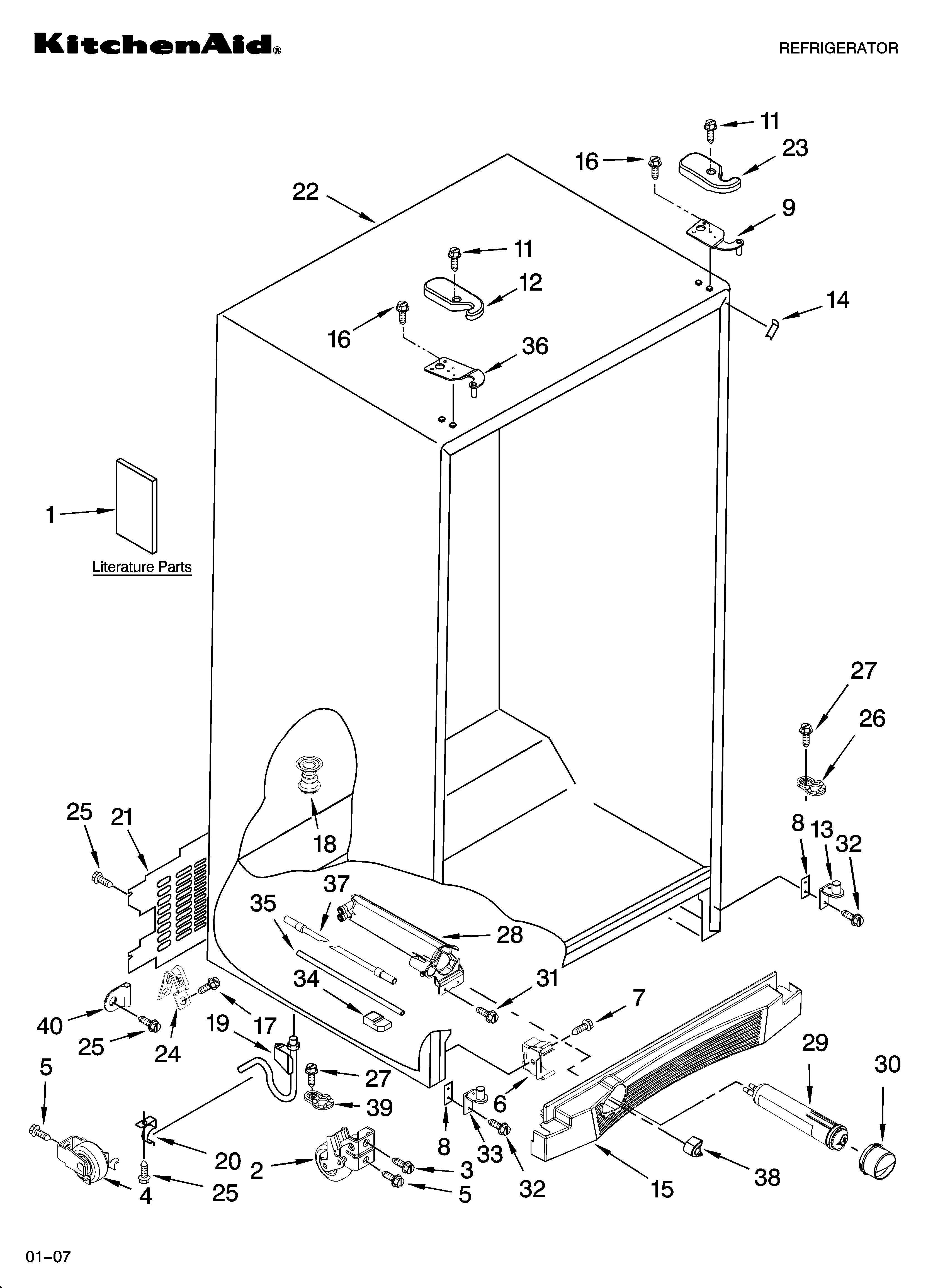 KitchenAid KSRS25FTSS00 cabinet parts diagram