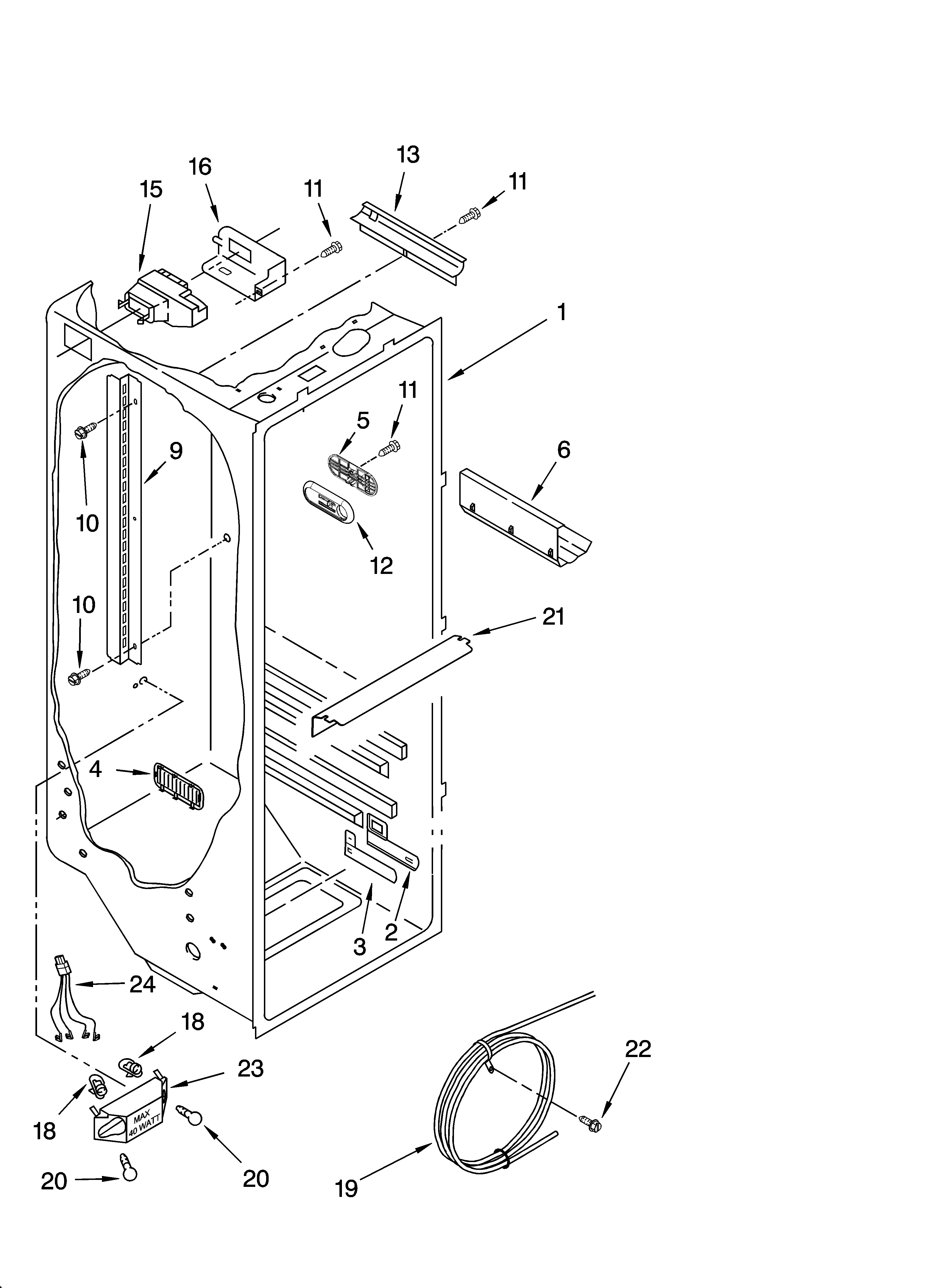 KitchenAid KSRS25FTSS00 refrigerator liner parts diagram