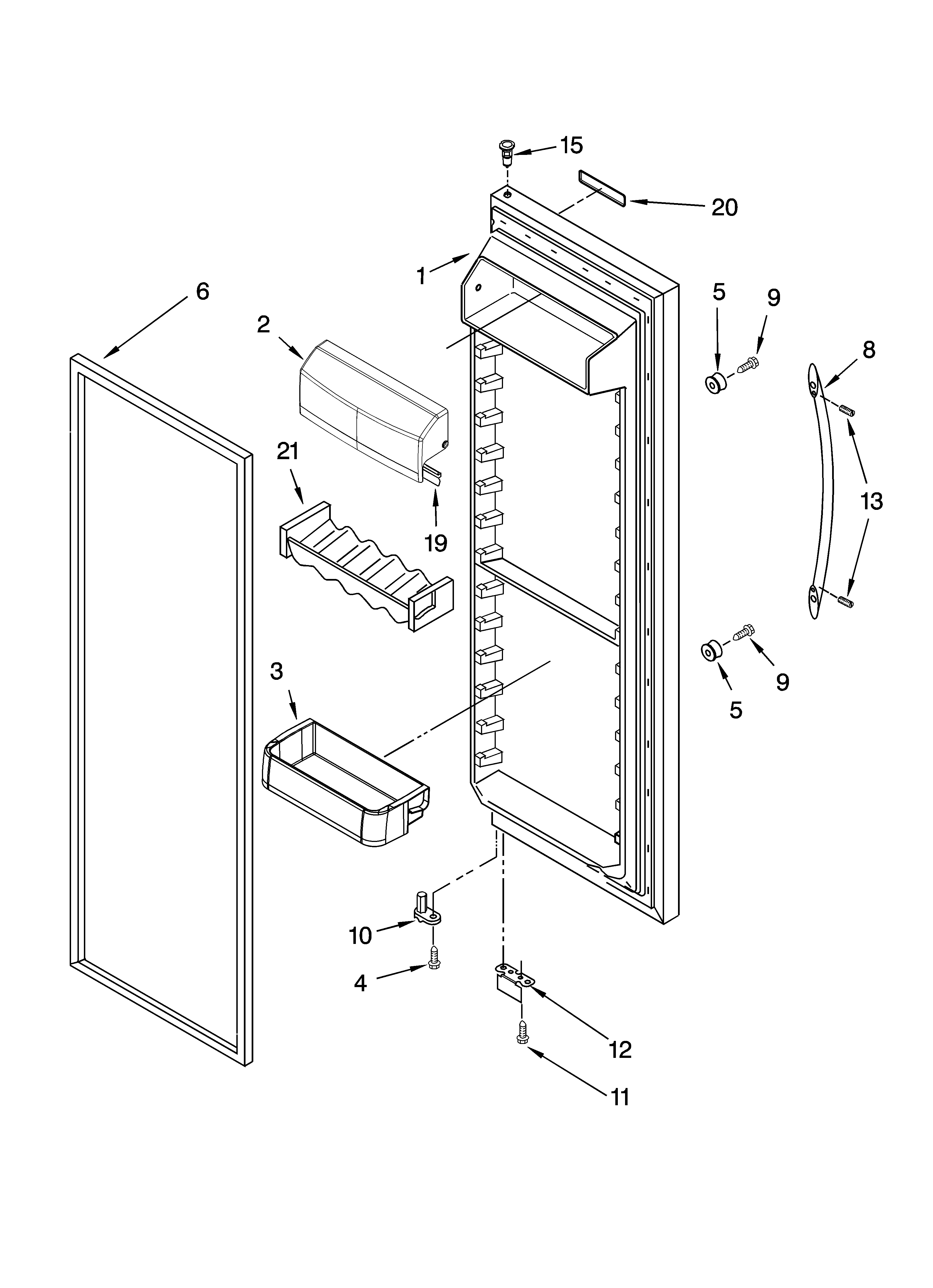 KitchenAid KSRS25FTSS00 refrigerator door parts diagram