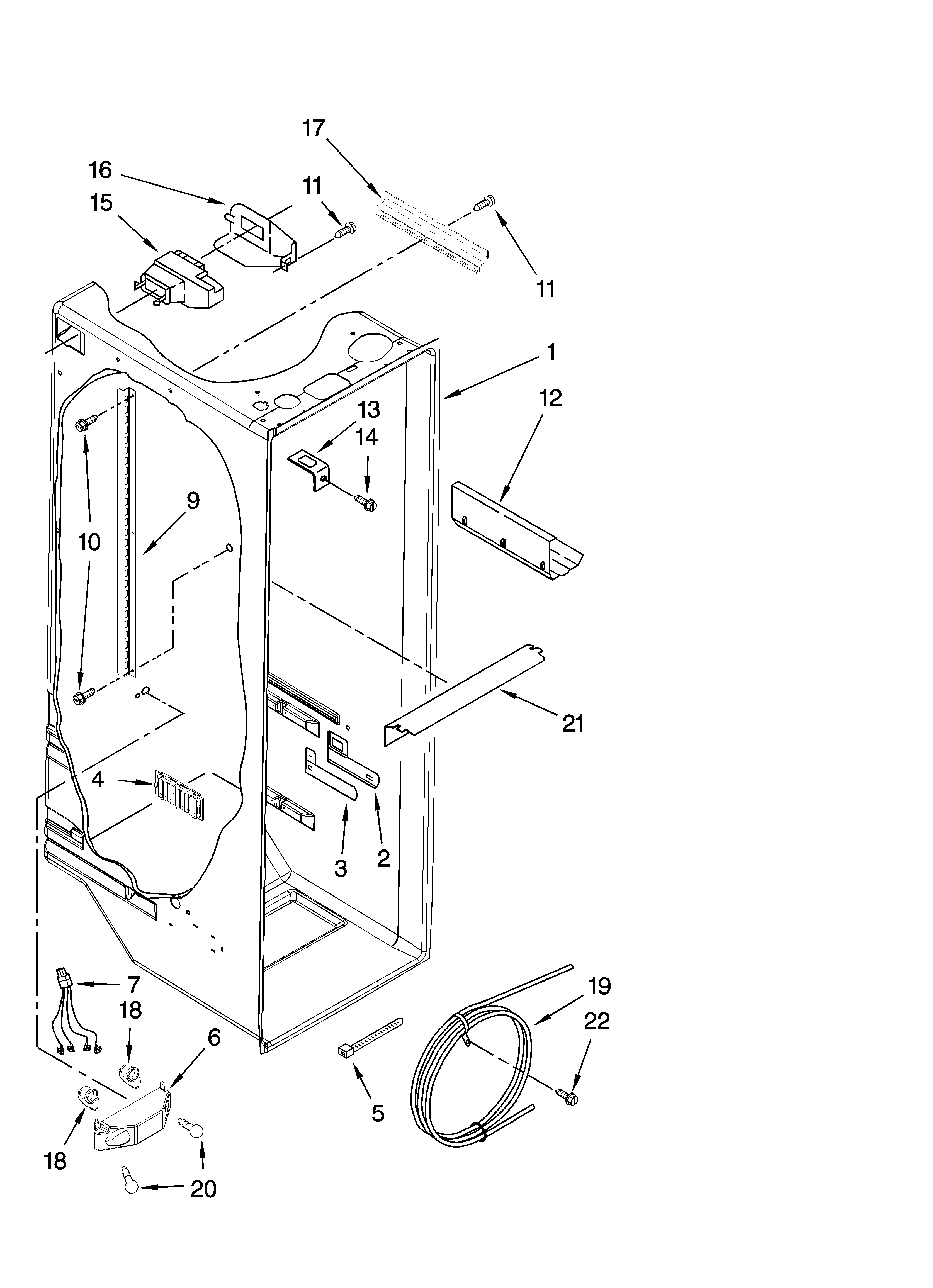 KitchenAid KSRX22FTWH00 refrigerator liner parts diagram