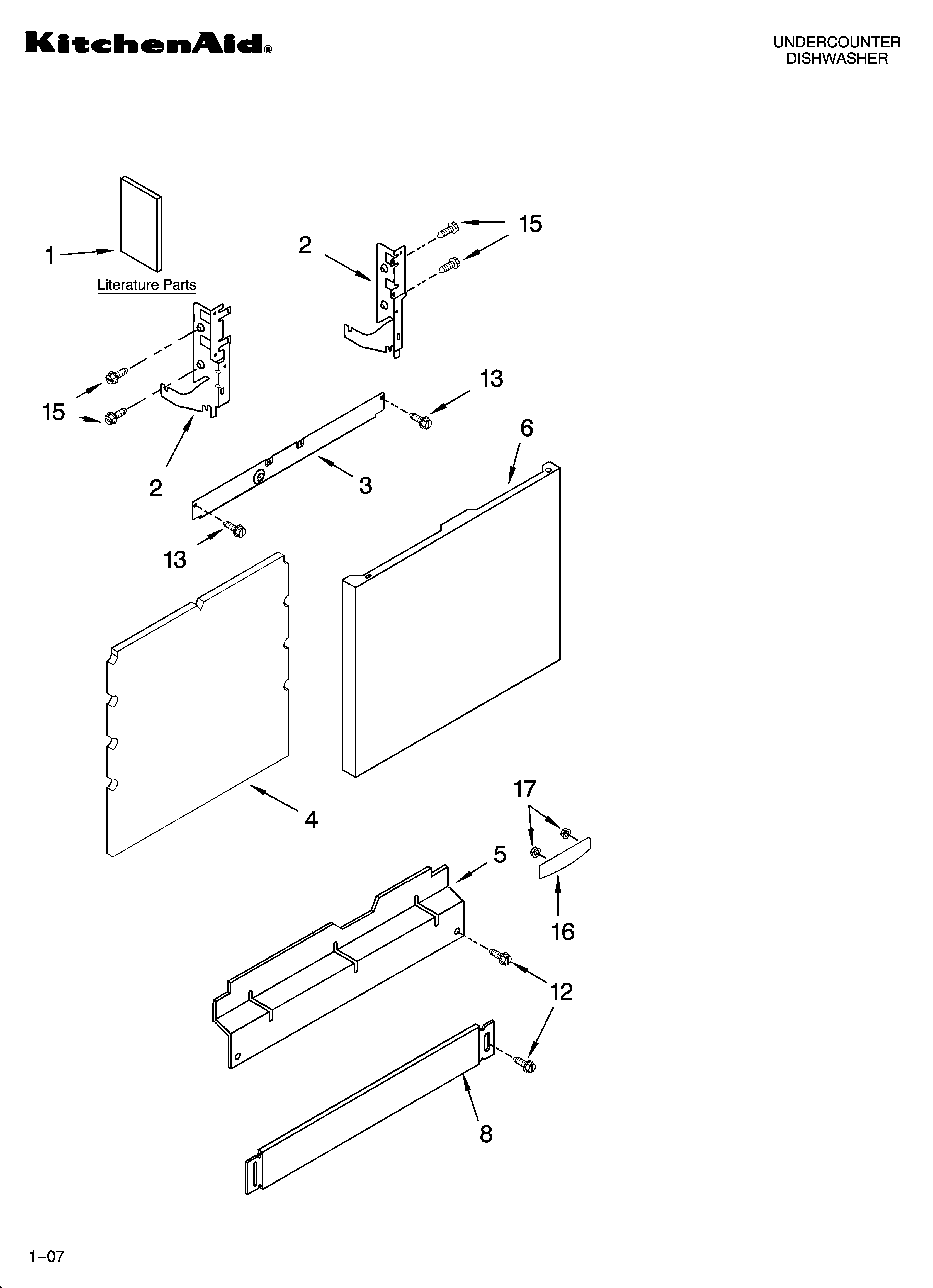 KitchenAid KUDC02IRWH4 door and panel parts diagram