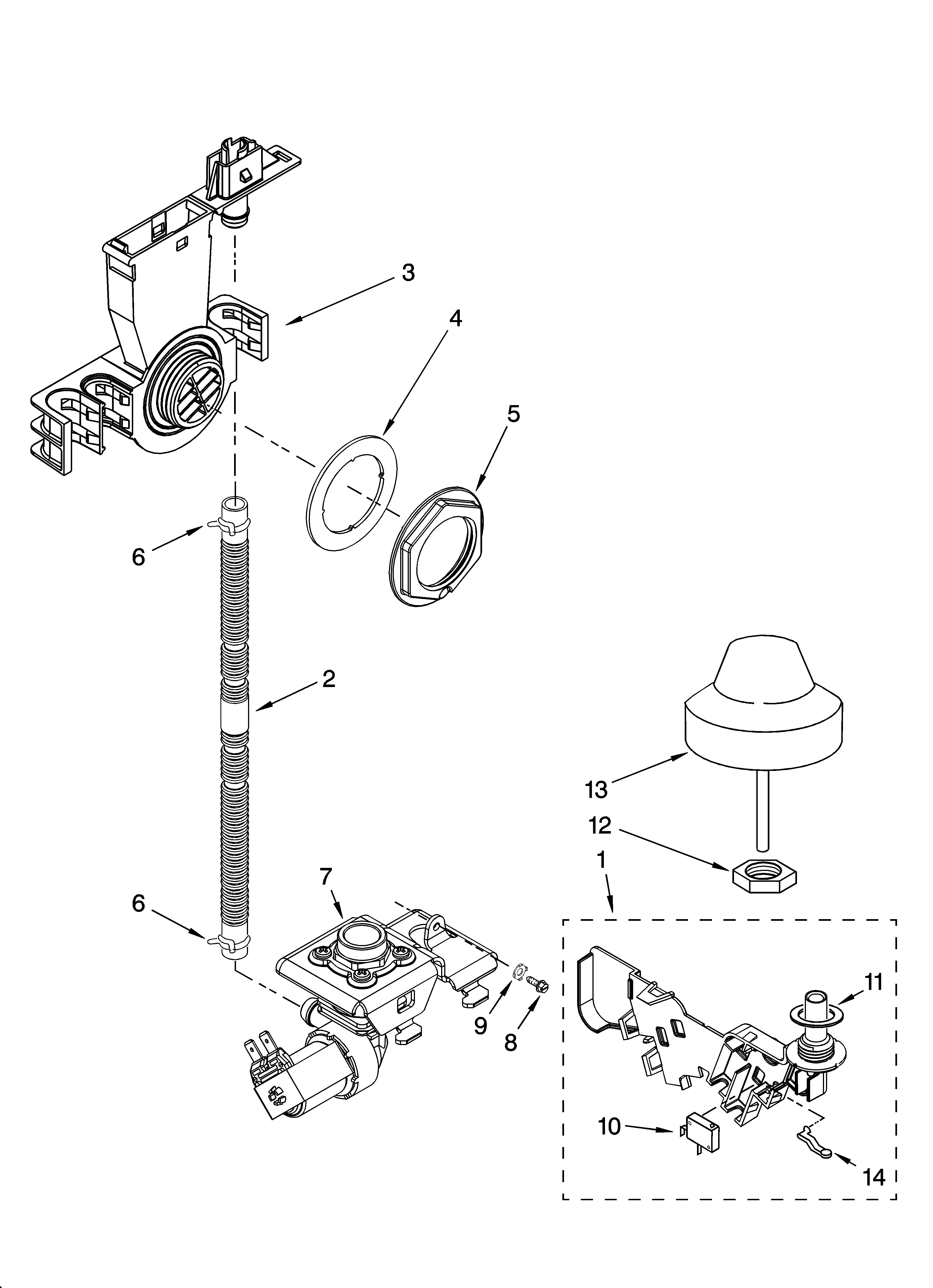 KitchenAid KUDC02IRWH4 fill and overfill parts diagram