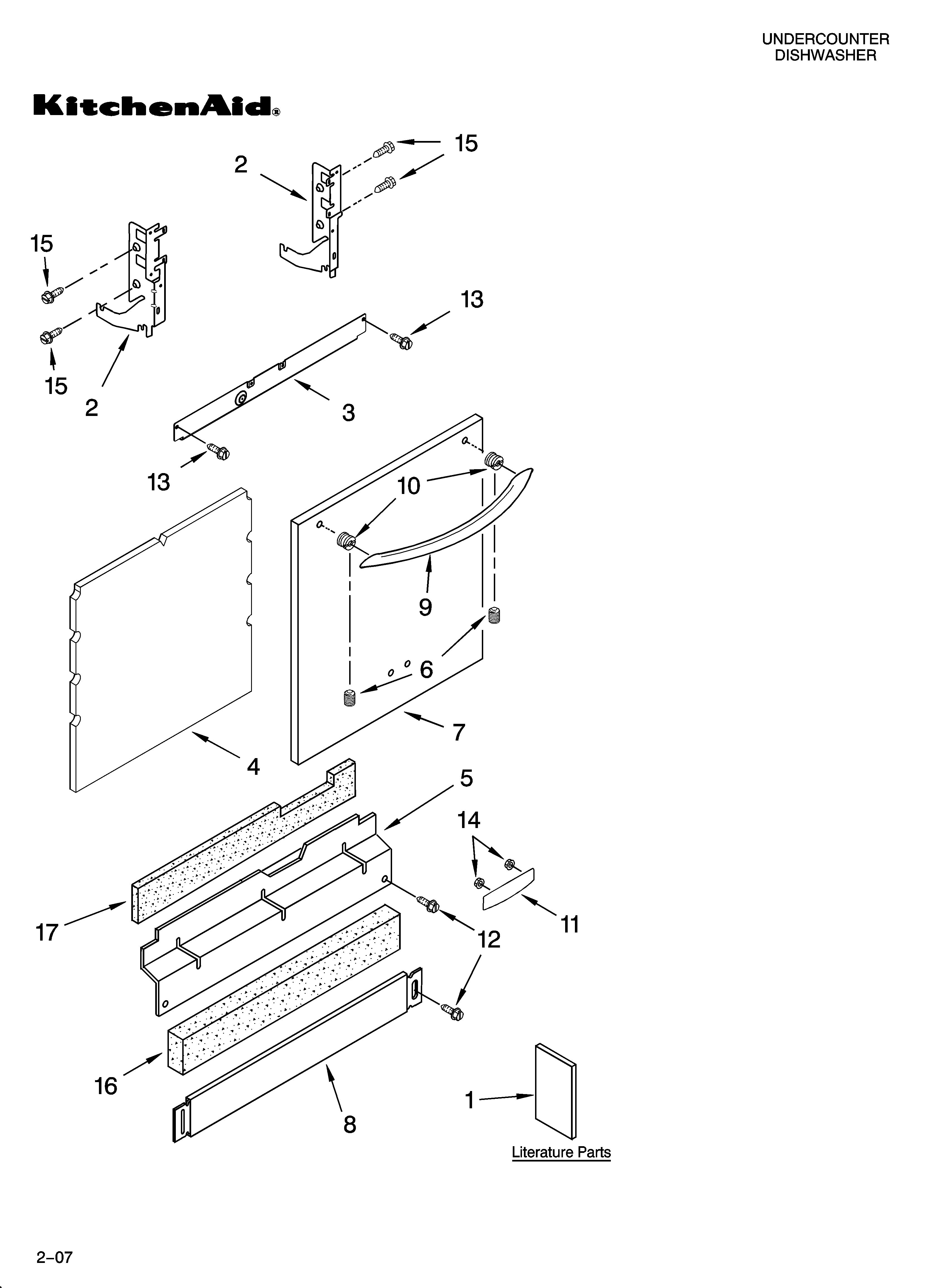 KitchenAid KUDI02FRWH4 door and panel parts diagram