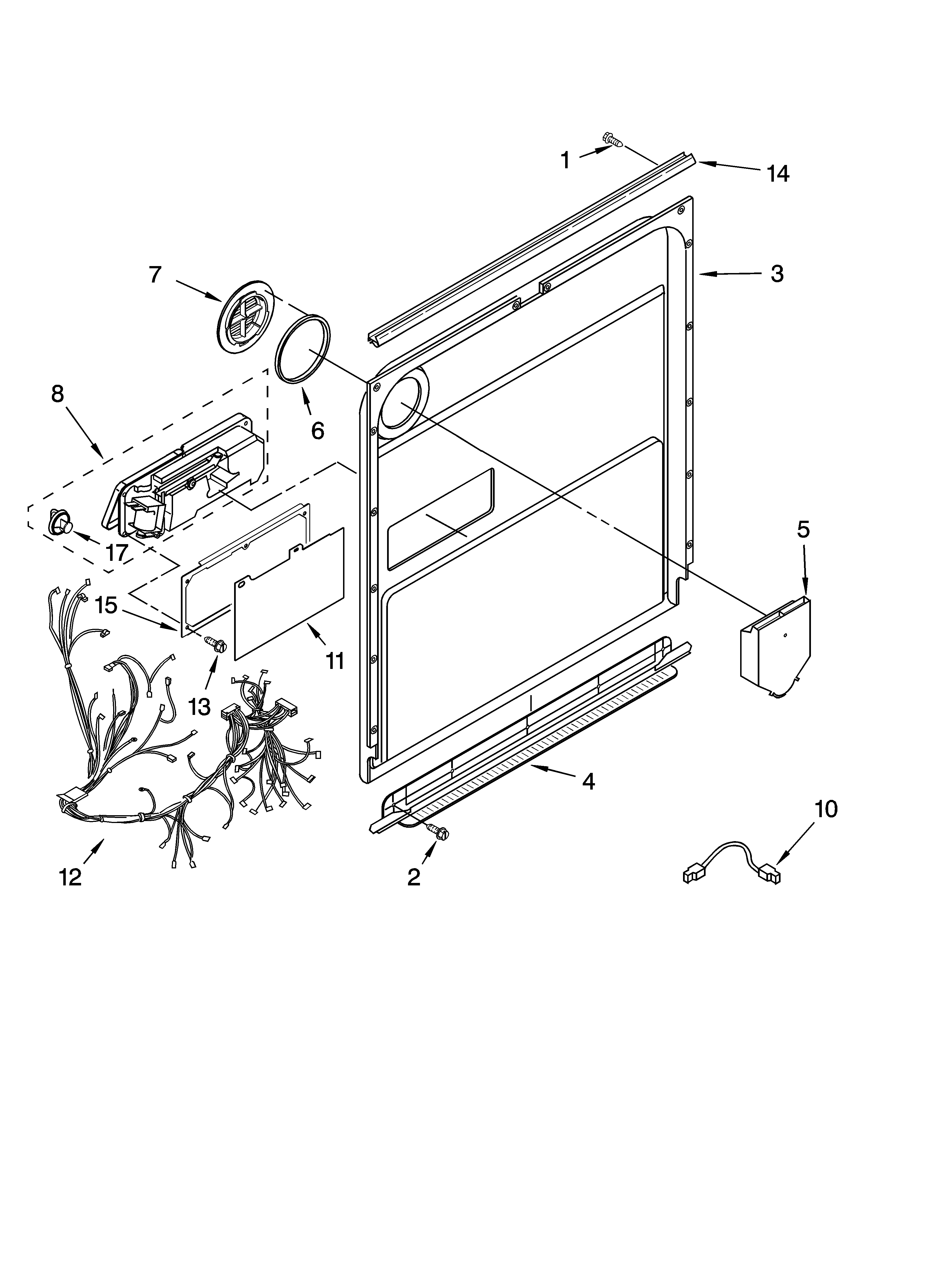 KitchenAid KUDI02FRWH4 door and latch parts diagram