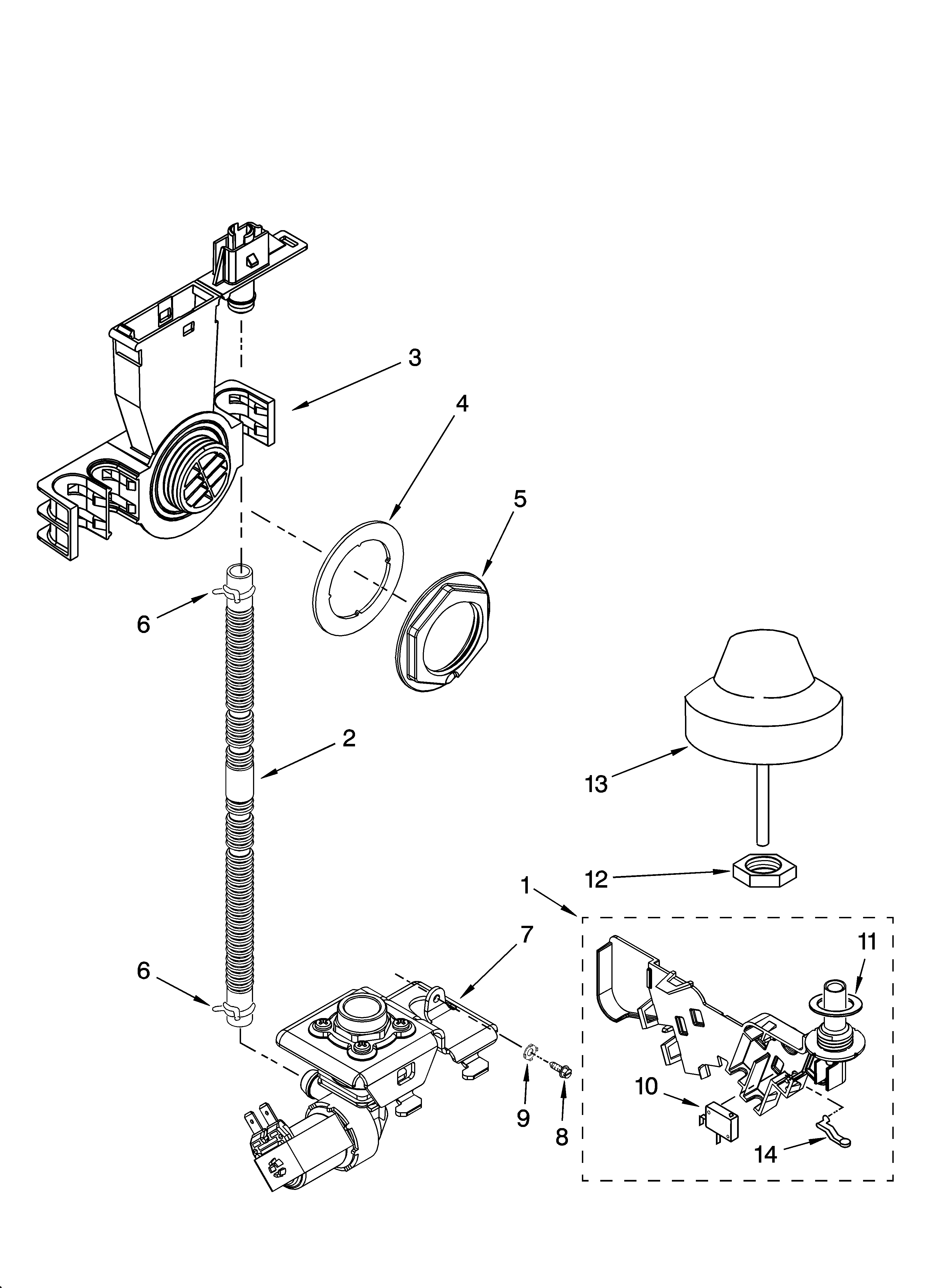 KitchenAid KUDI02FRWH4 fill and overfill parts diagram