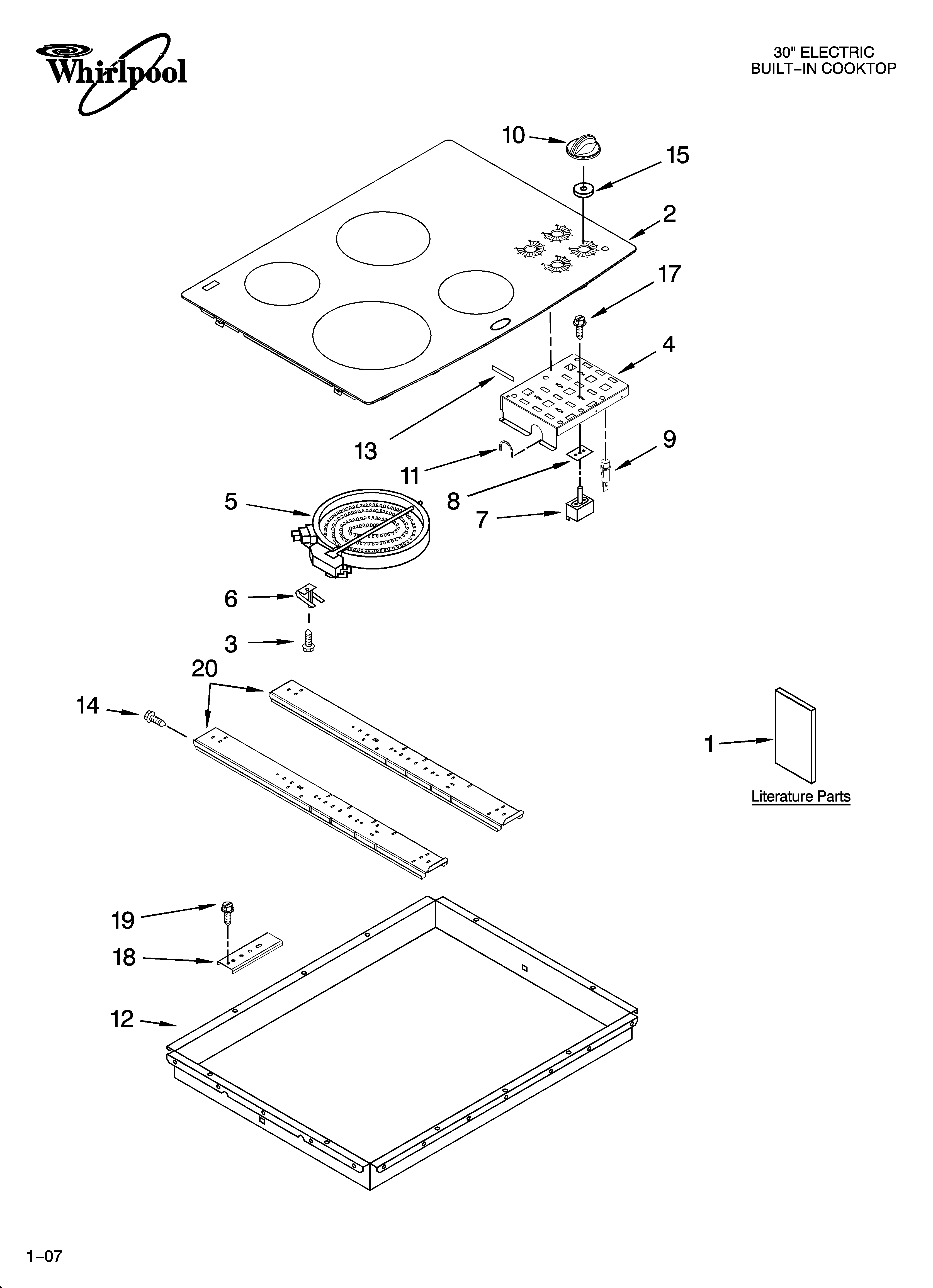 Whirlpool RCC3024RB02 cooktop parts, optional parts diagram