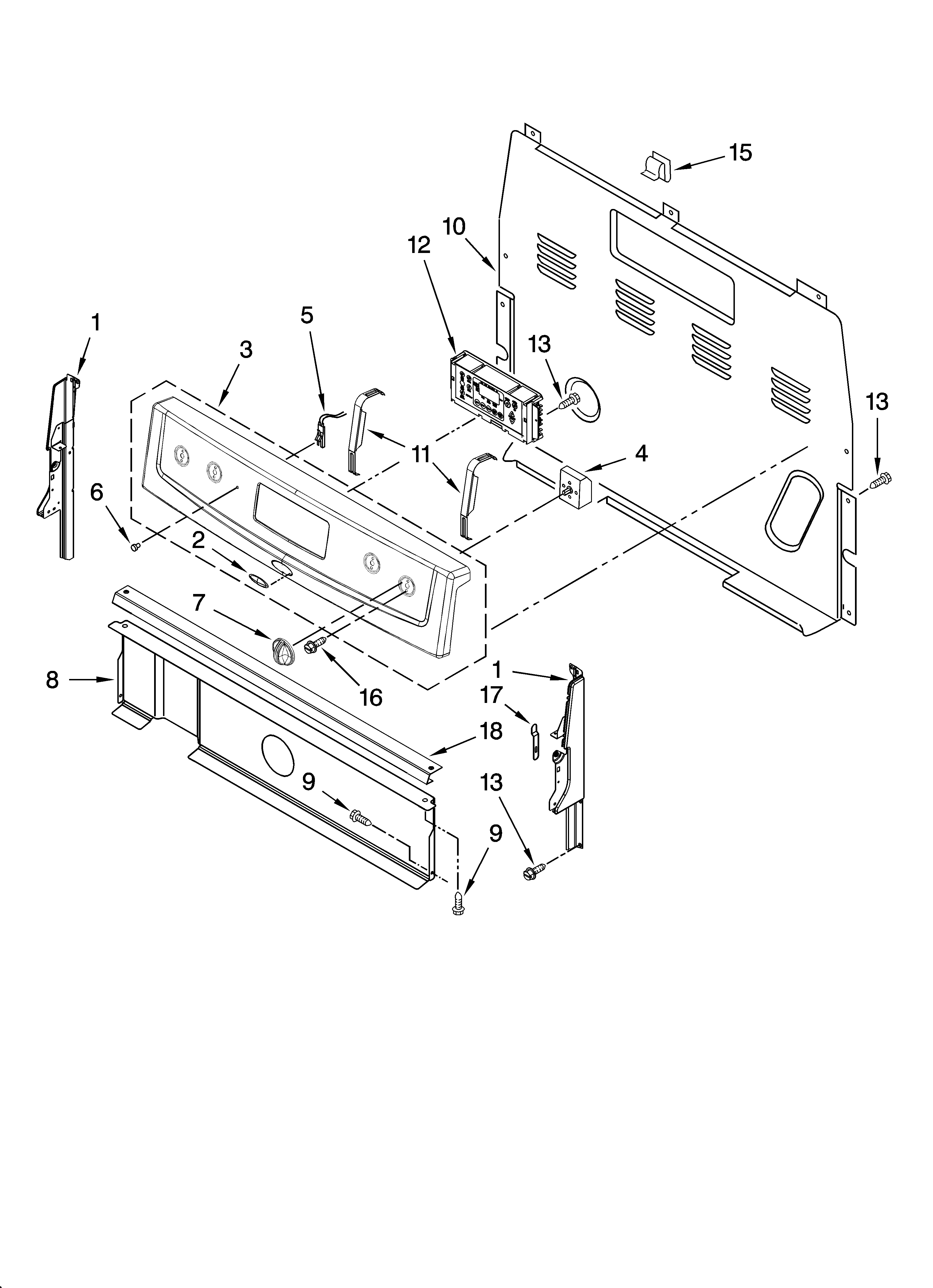 Whirlpool RF114PXST1 control panel parts diagram