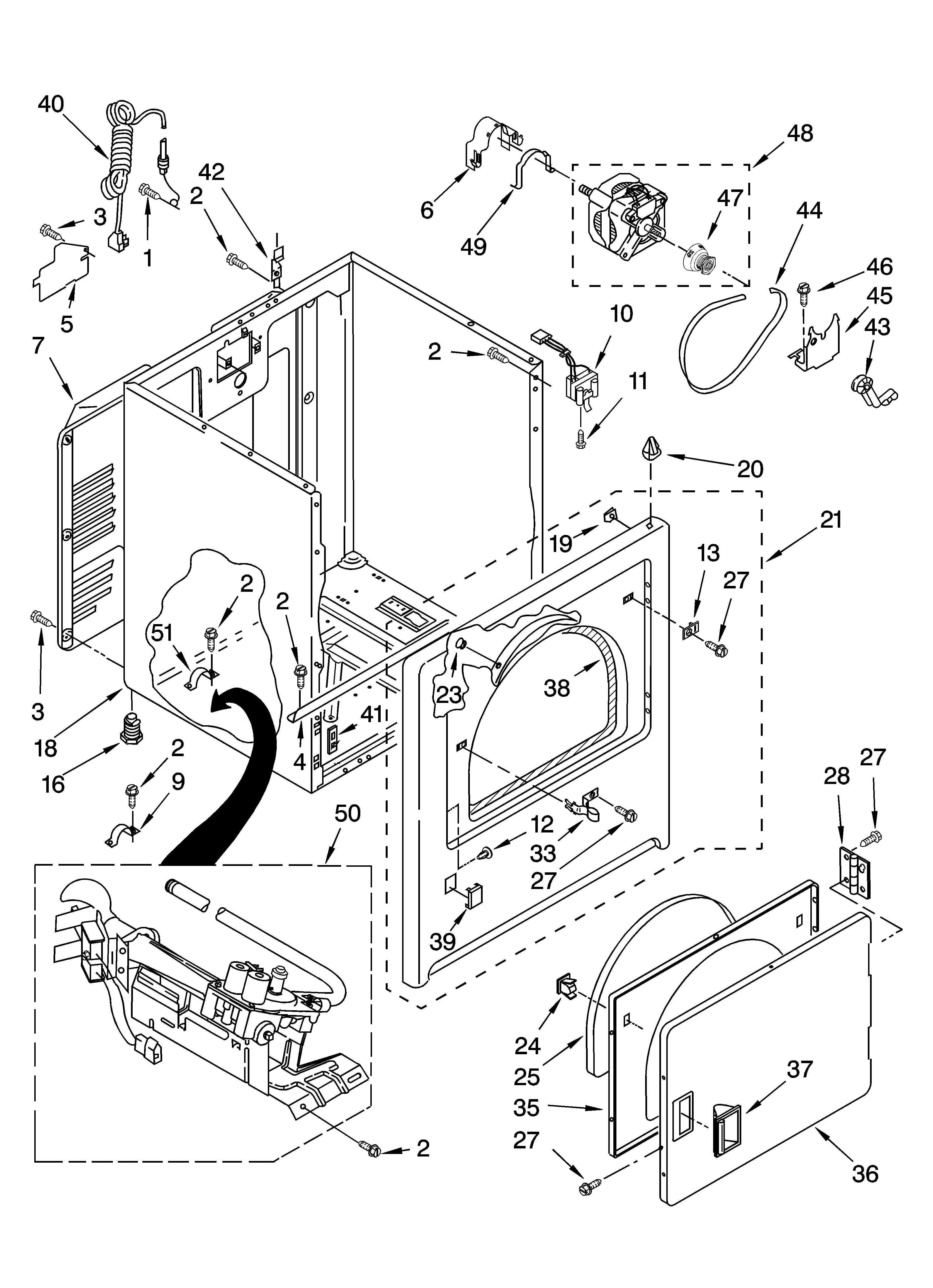 Roper RGD4400TQ0 cabinet parts diagram