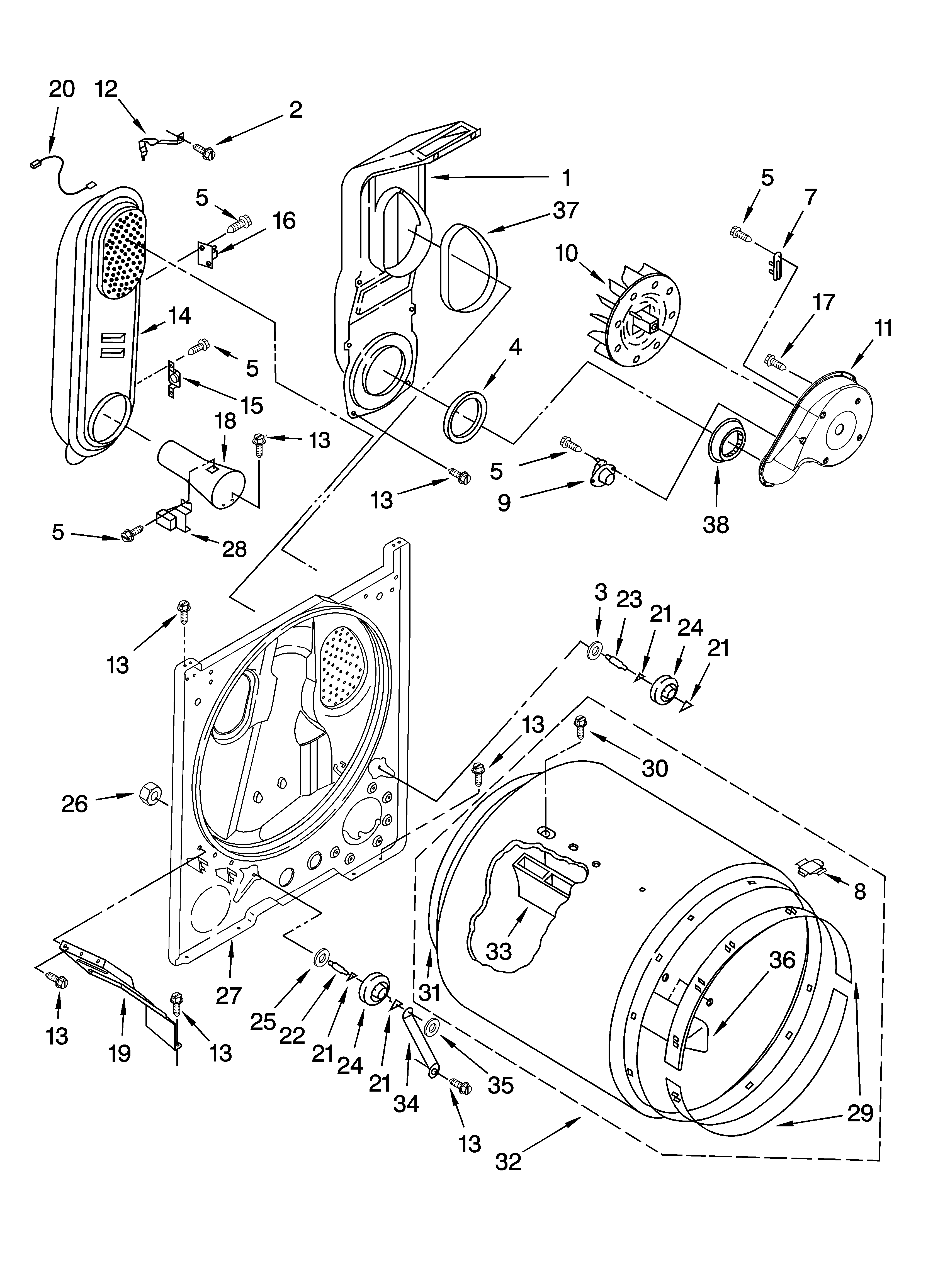 Roper RGD4400TQ0 bulkhead parts diagram