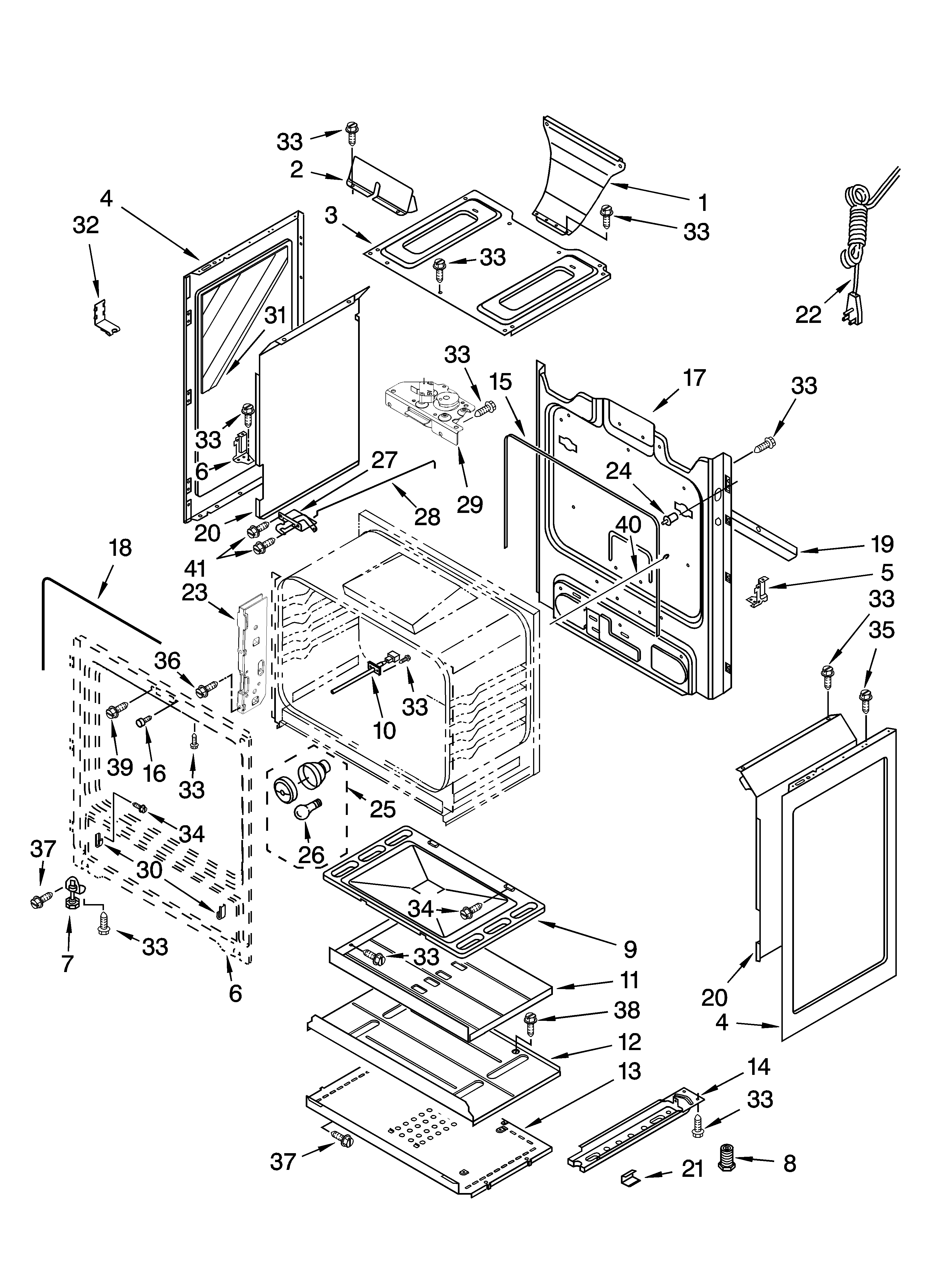 Whirlpool SF262LXSW1 chassis parts diagram