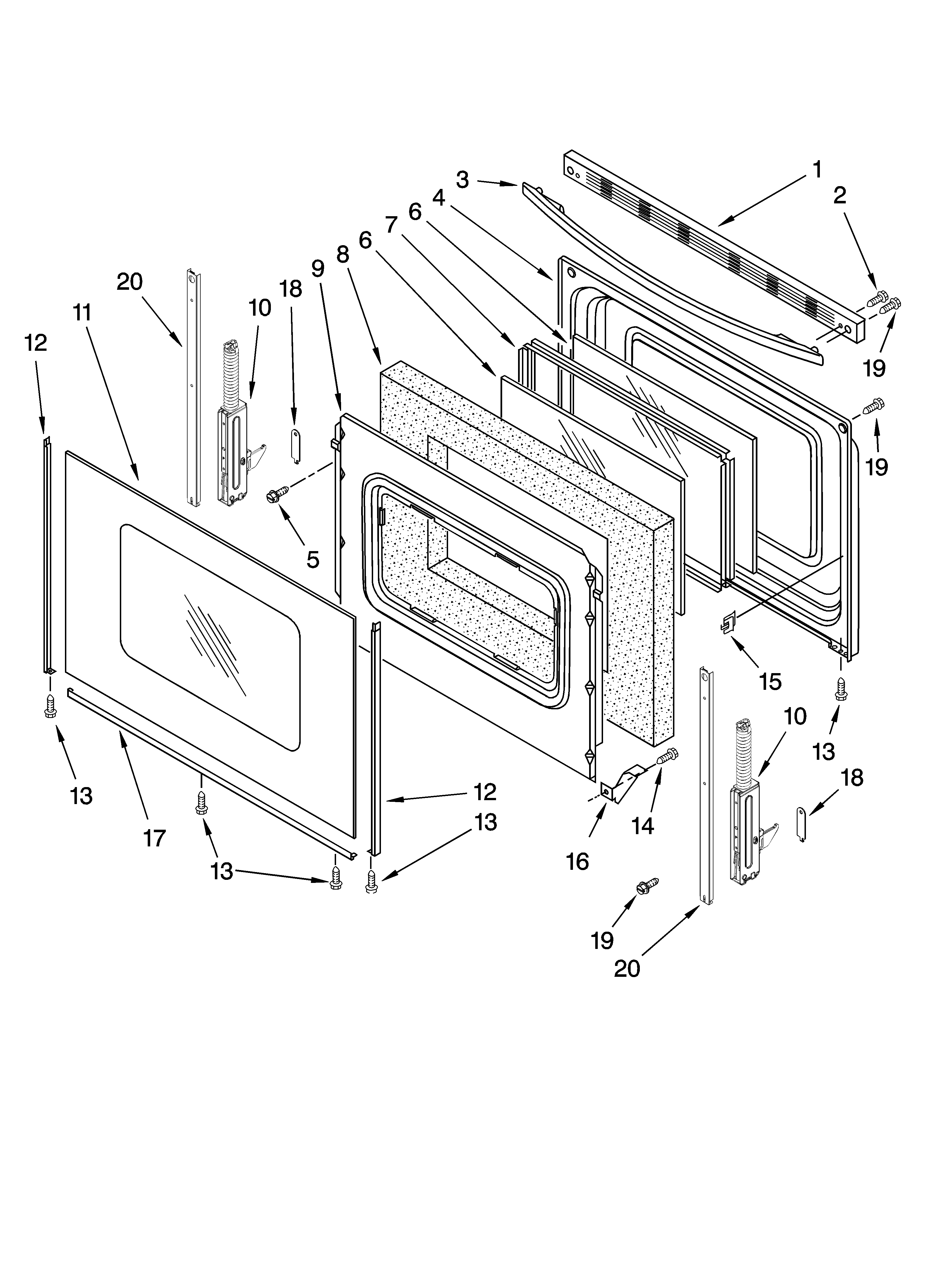 Whirlpool SF262LXSW1 door parts diagram