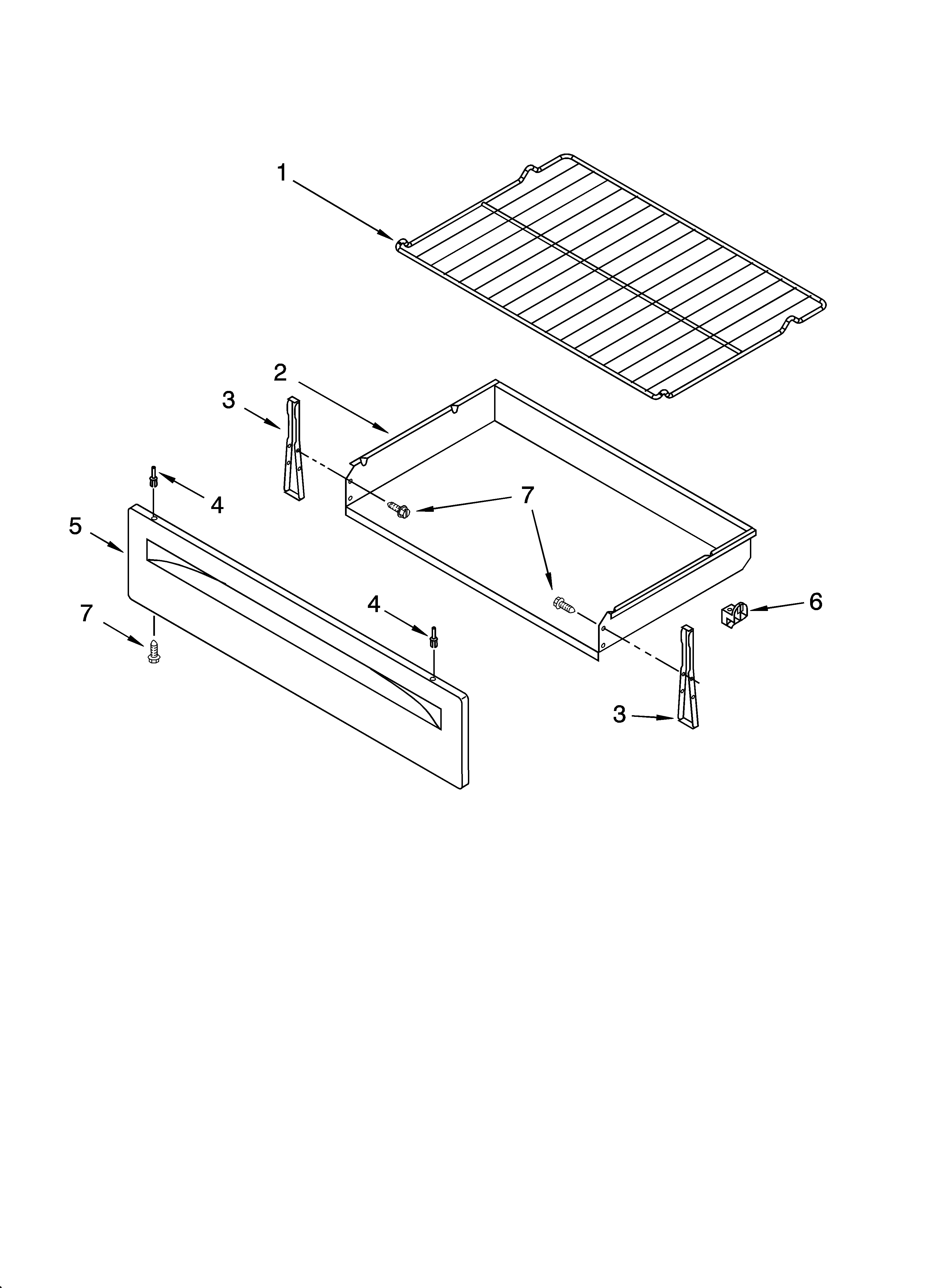 Whirlpool SF262LXSW1 drawer & broiler parts, optional parts diagram