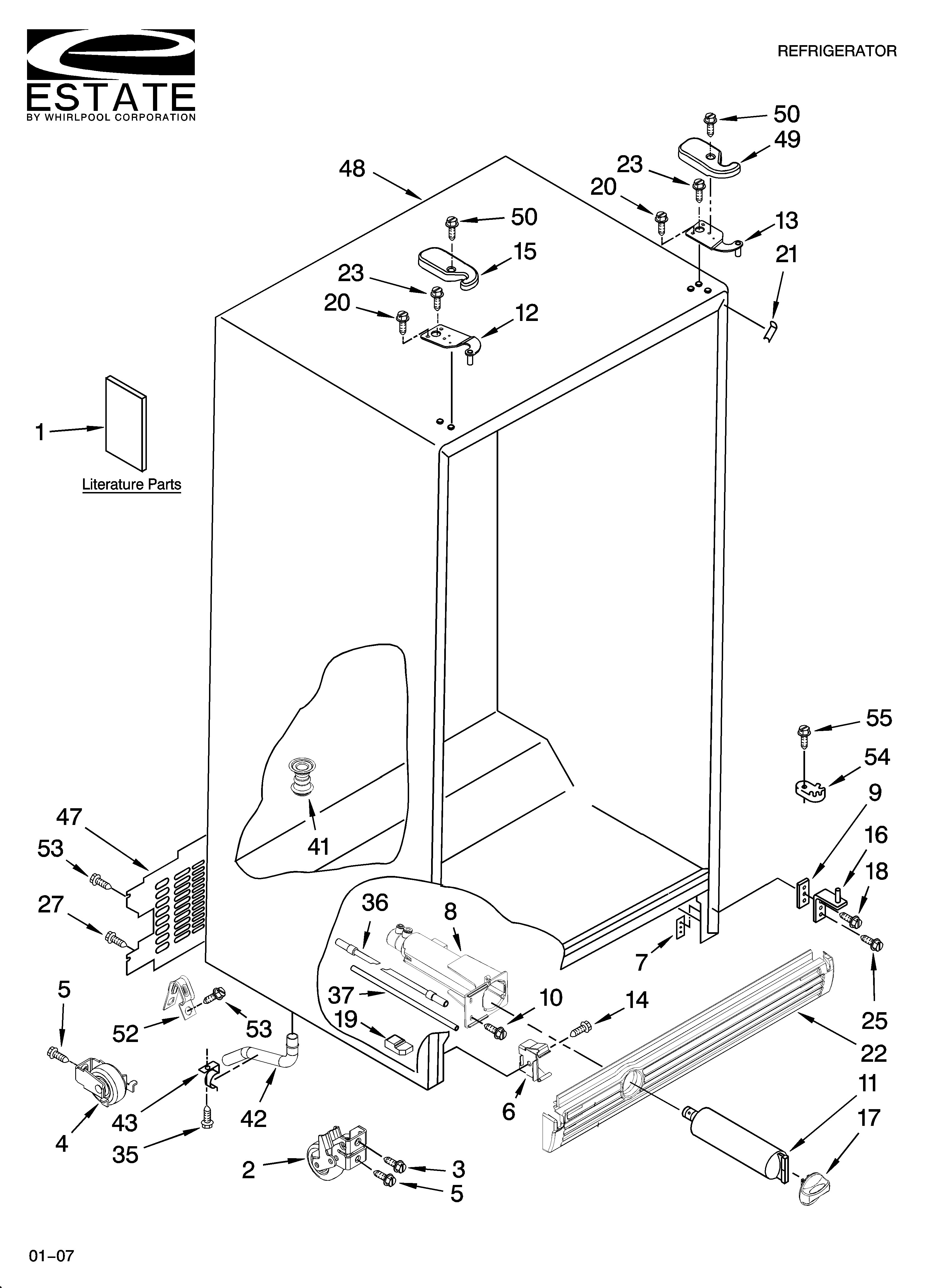 Estate TS25CFXTQ00 cabinet parts diagram